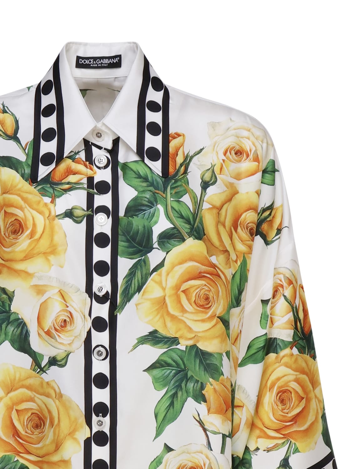 Shop Dolce & Gabbana Yellow Roses Silk Yukata Shirt In Rose Gialle Fdo Bco