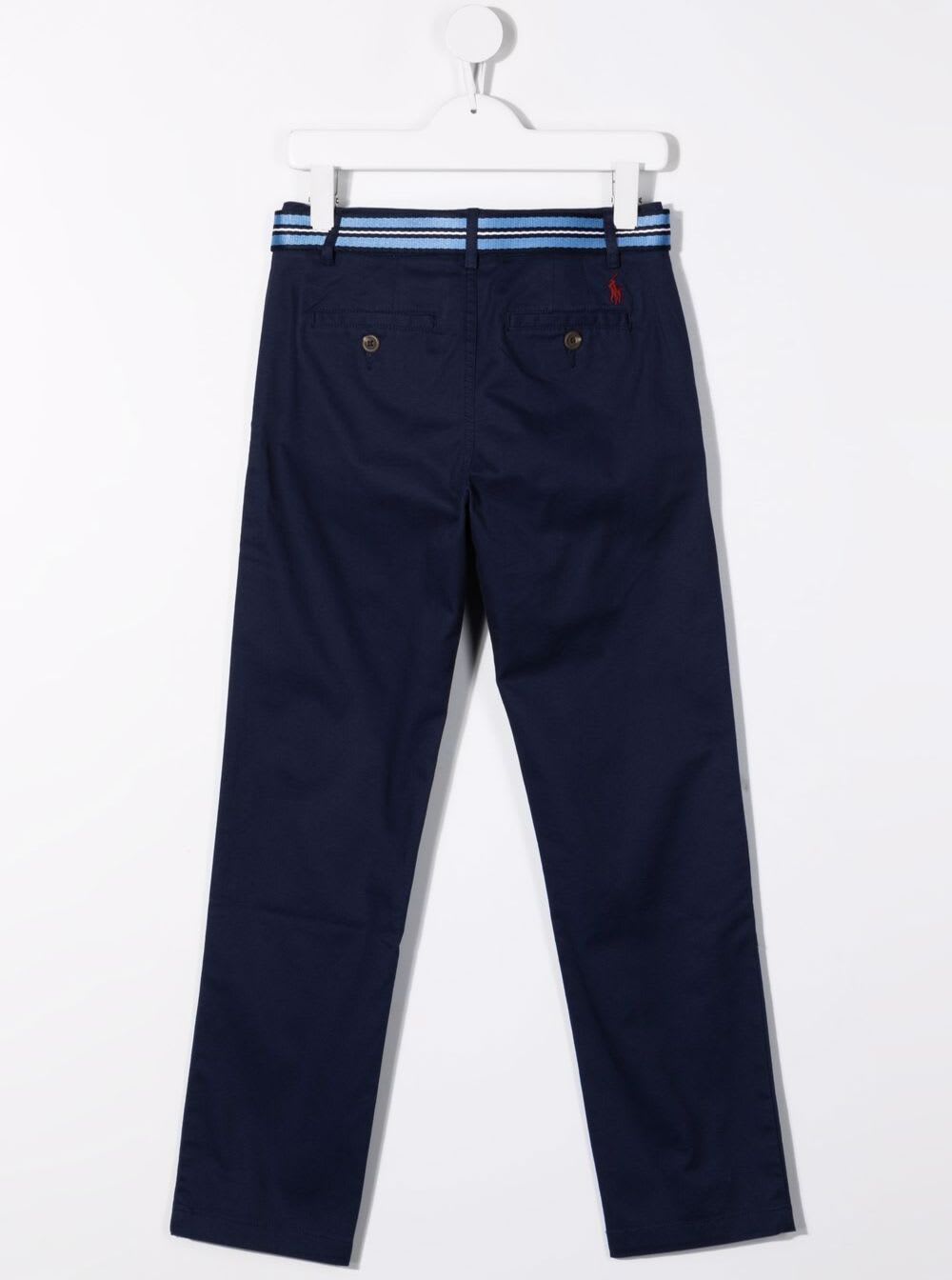 Shop Ralph Lauren Polo  Kids Boys Blue Cotton Trousers With Belt In Navy
