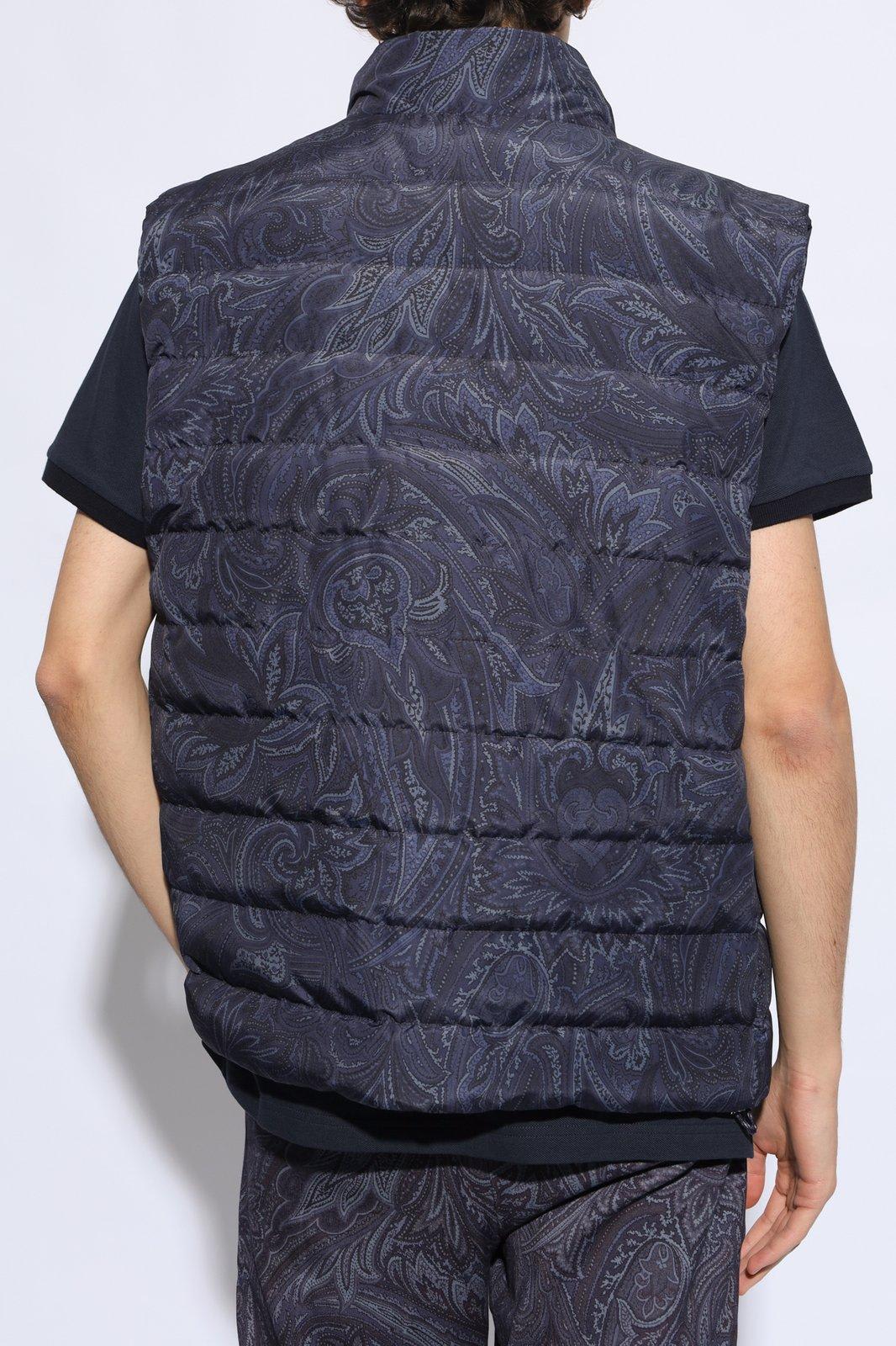 Shop Etro Paisley Print Quilted Down Vest In Blue