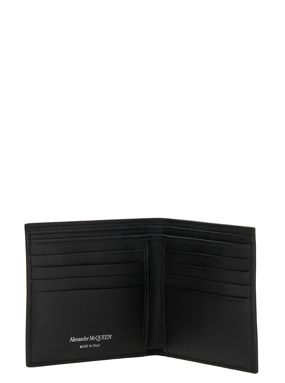 Shop Alexander Mcqueen Black Bi-fold Wallet With All-over Studs In Leather Woman