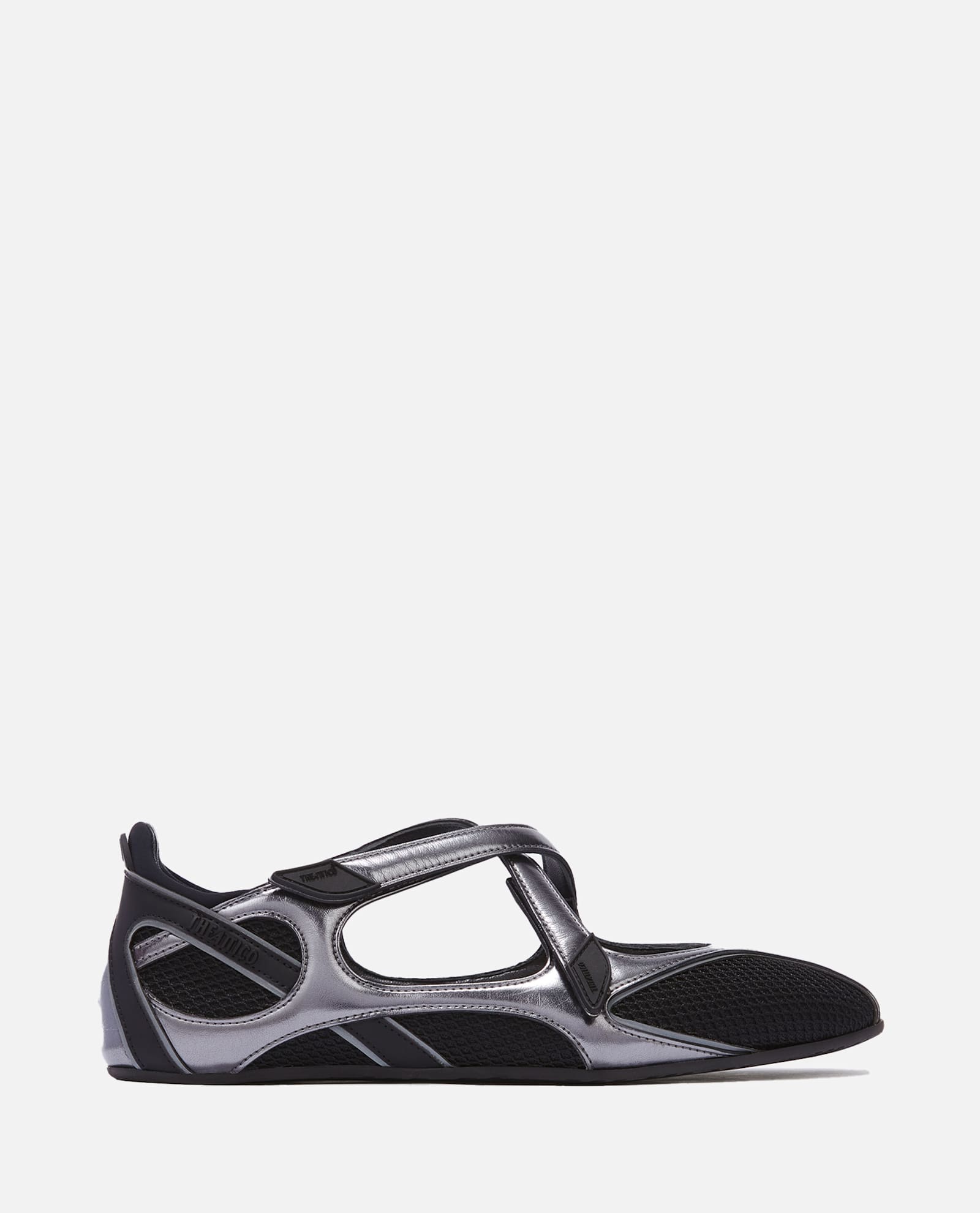 Attico Contemporary Black Ballerinas With Crisscross Straps In Black