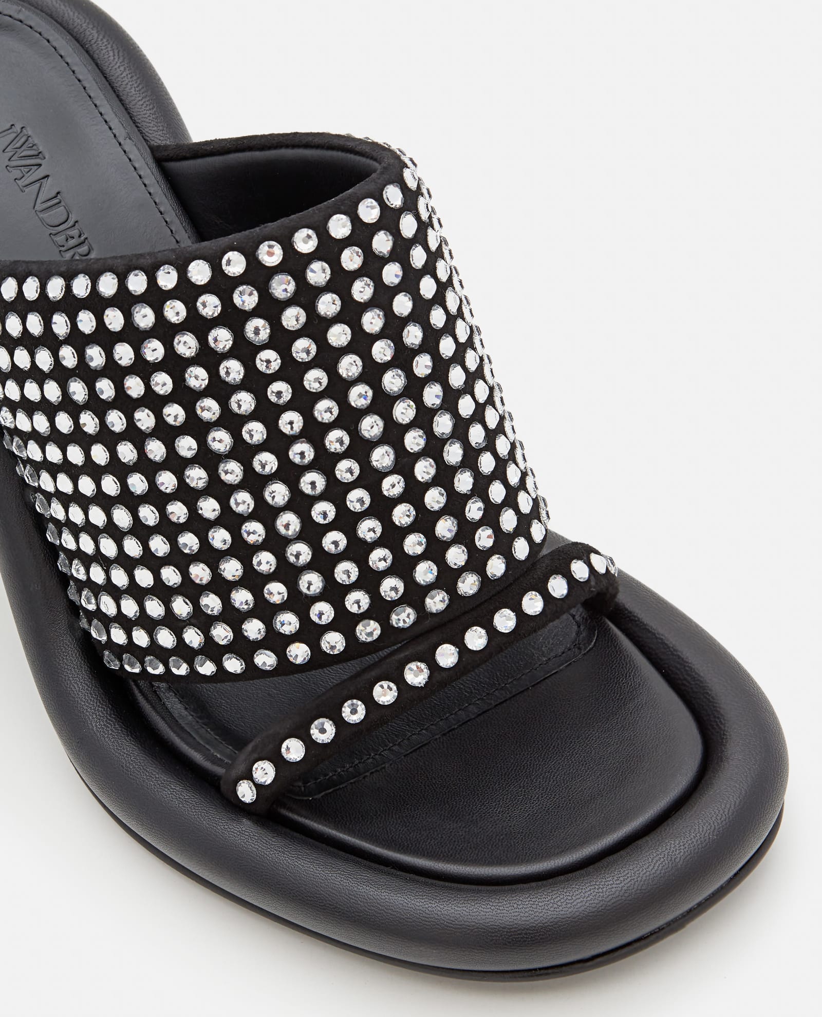 Jw Anderson 90mm Bumper Strass Mules In Black