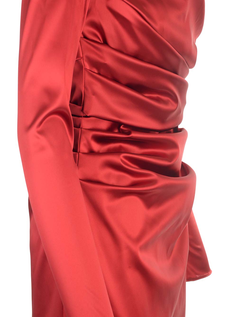Shop Dolce & Gabbana Satin Midi Dress In Red