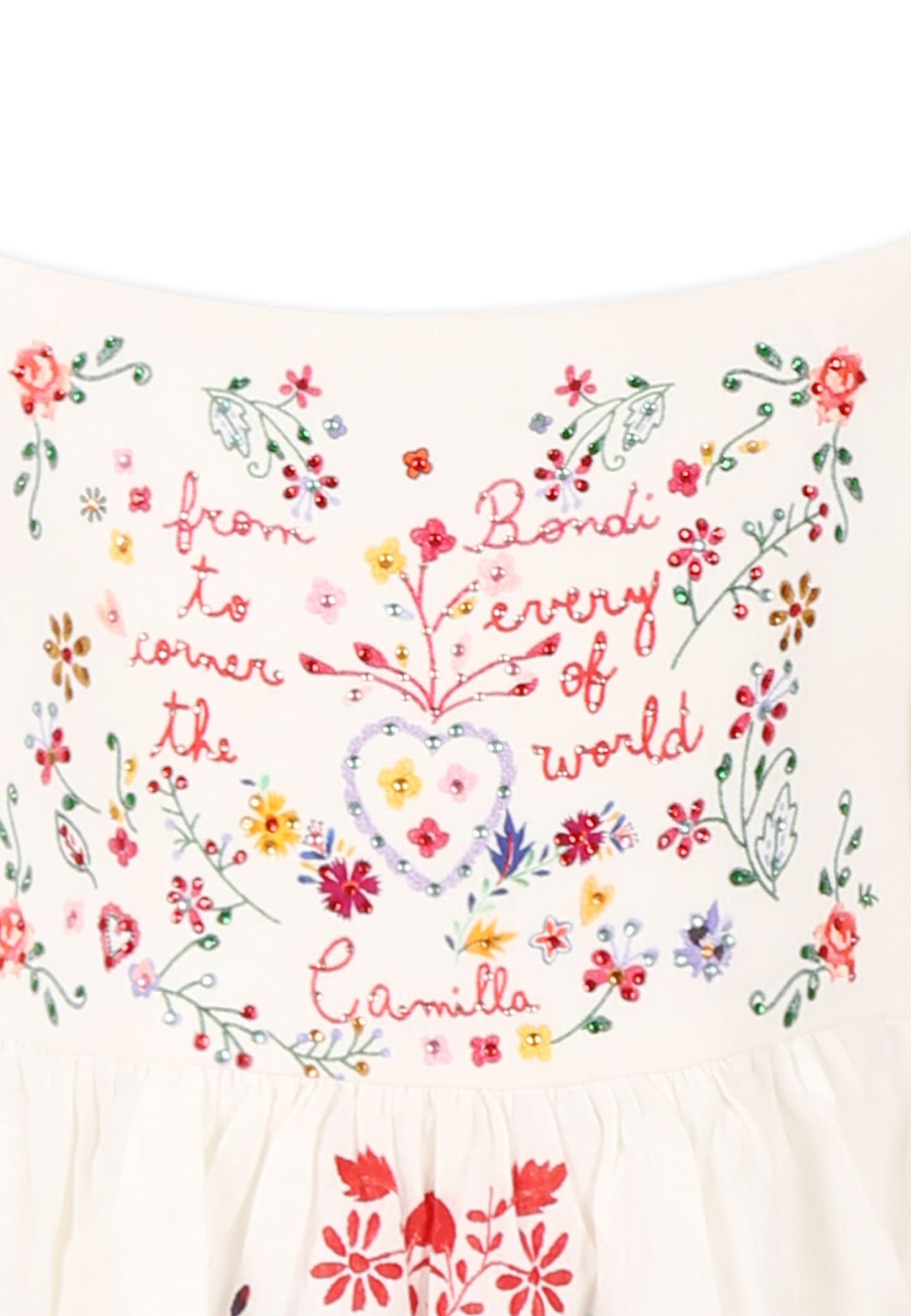 CAMILLA WHITE DRESS FOR GIRL WITH FLORAL PRINT