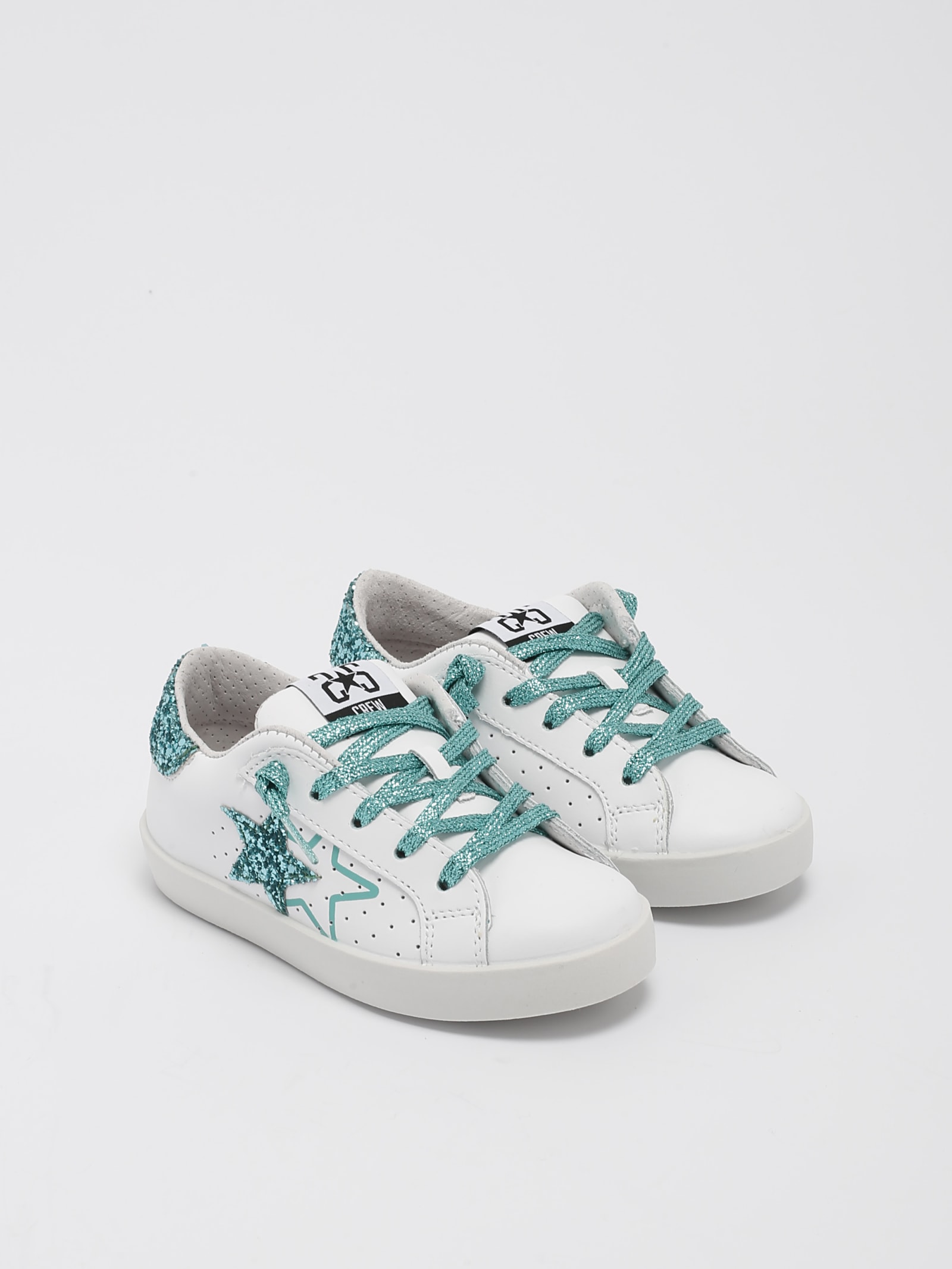 Shop 2star Sneakers Low Sneaker In Bianco Glitter Verde