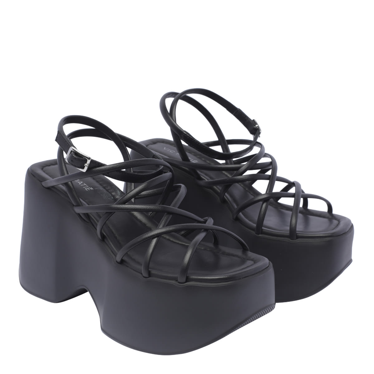 Shop Vic Matie Bonbon Wedge Sandals In Black