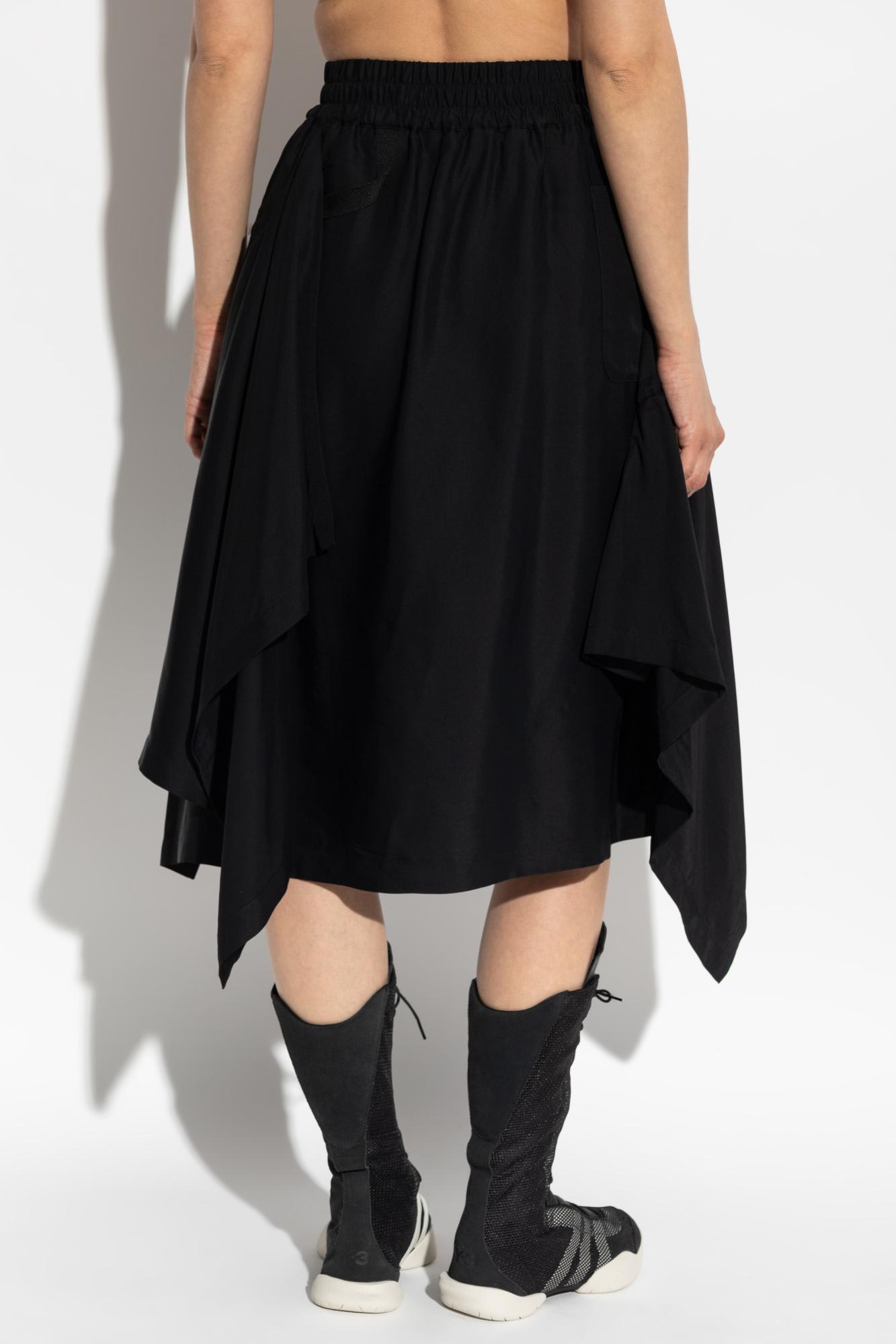 Y-3 Asymmetrical Midi Skirt In Twill In Black