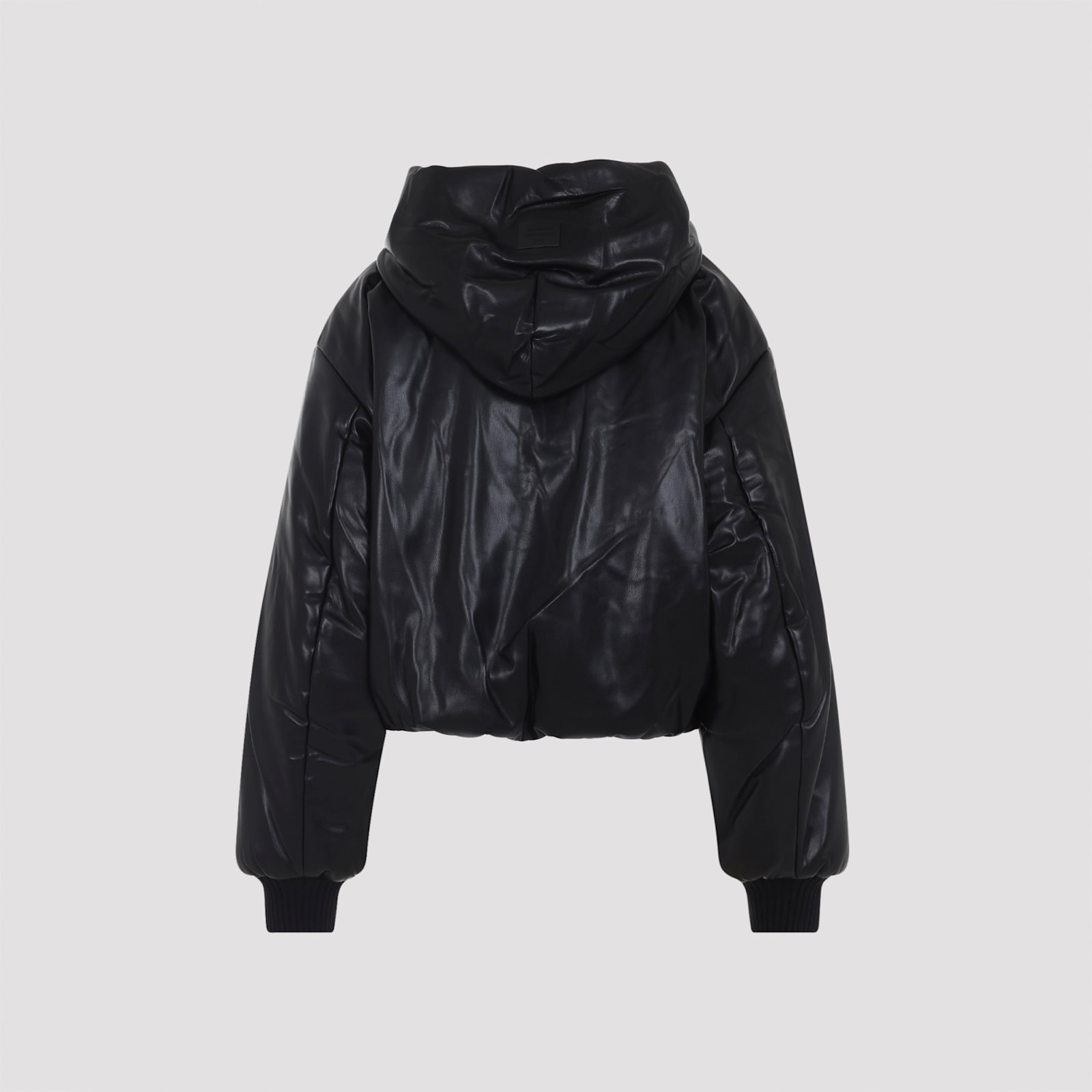 Acne Studios Hooded Faux Leather Jacket A90654le R In Black
