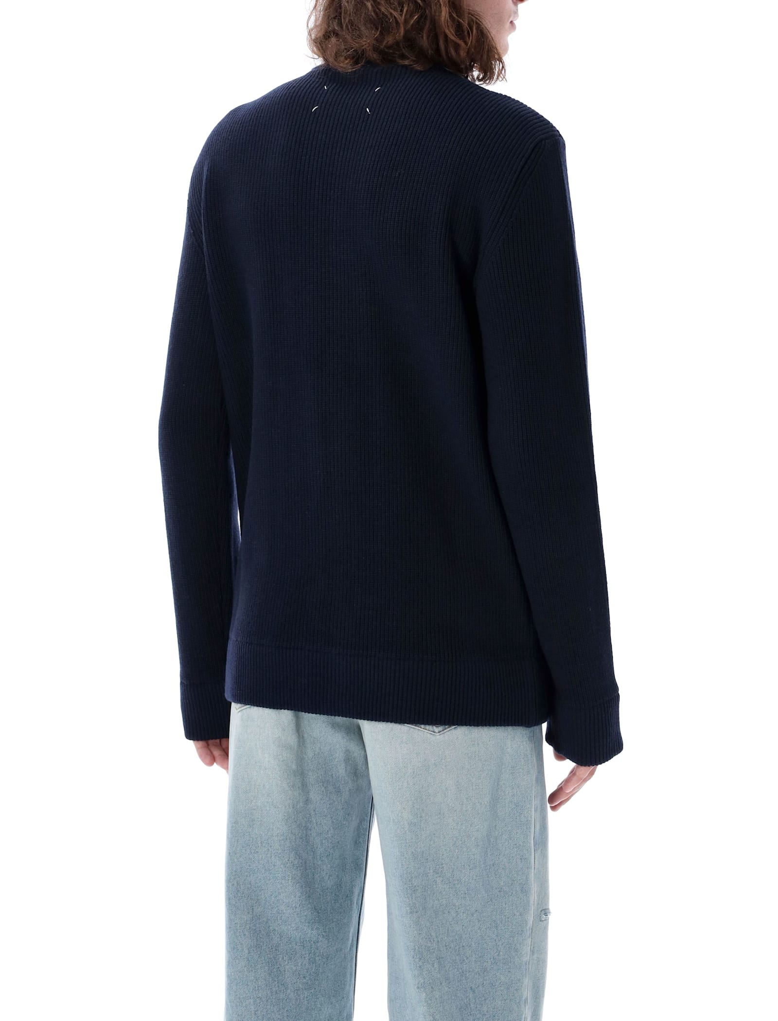 Shop Maison Margiela Camionaire Zipped Cardigan In Navy