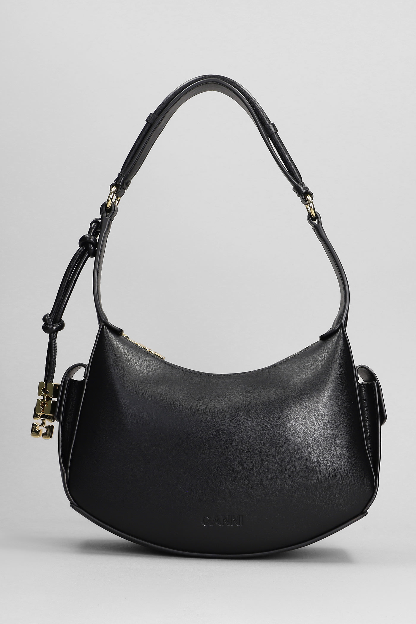 Shop Ganni Shoulder Bag In Black Leather