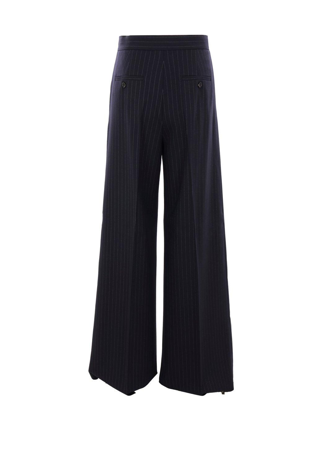 Shop Max Mara Striped Wide Leg Pants In Blue