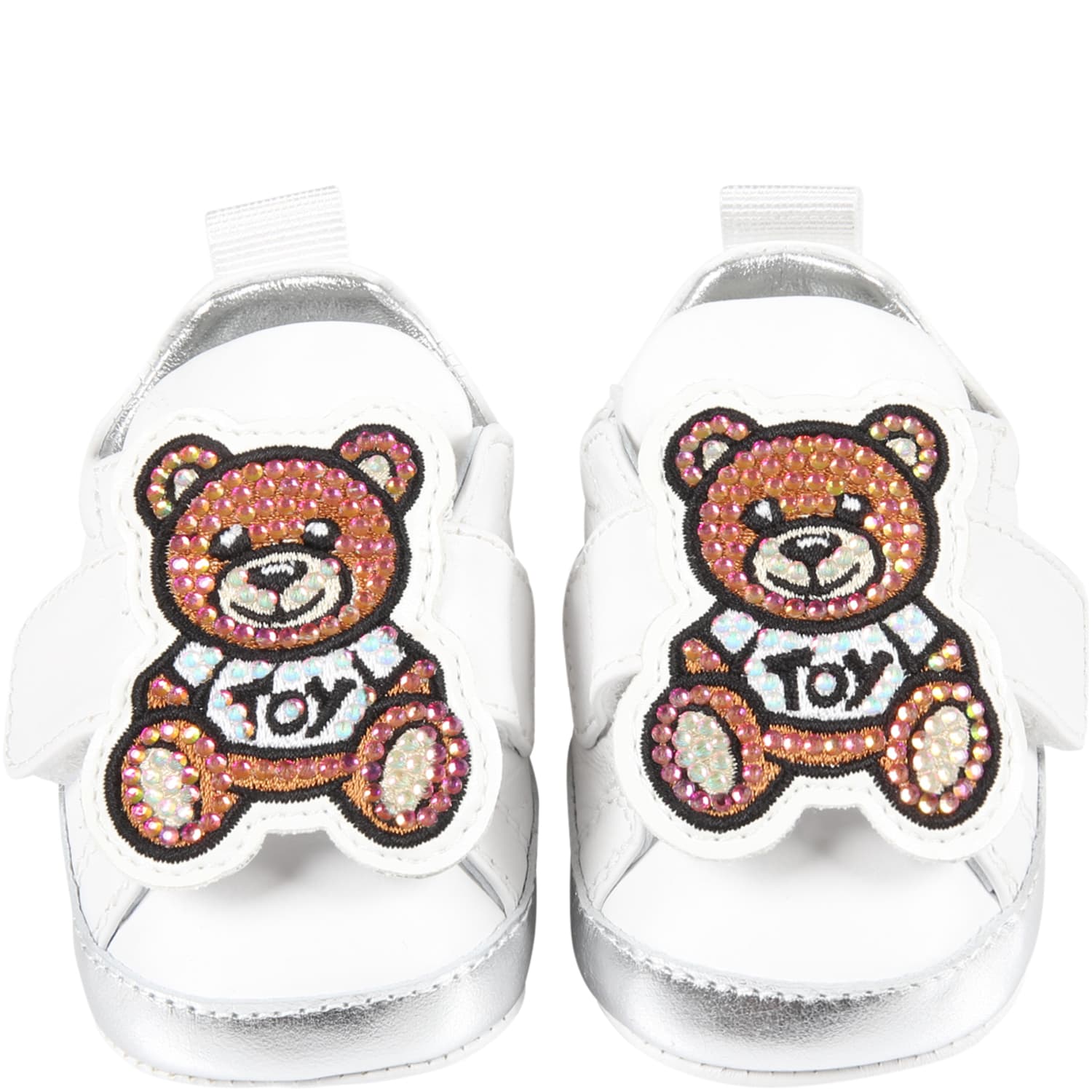 Moschino White Sneakers For Baby Girl With Teddy Bear