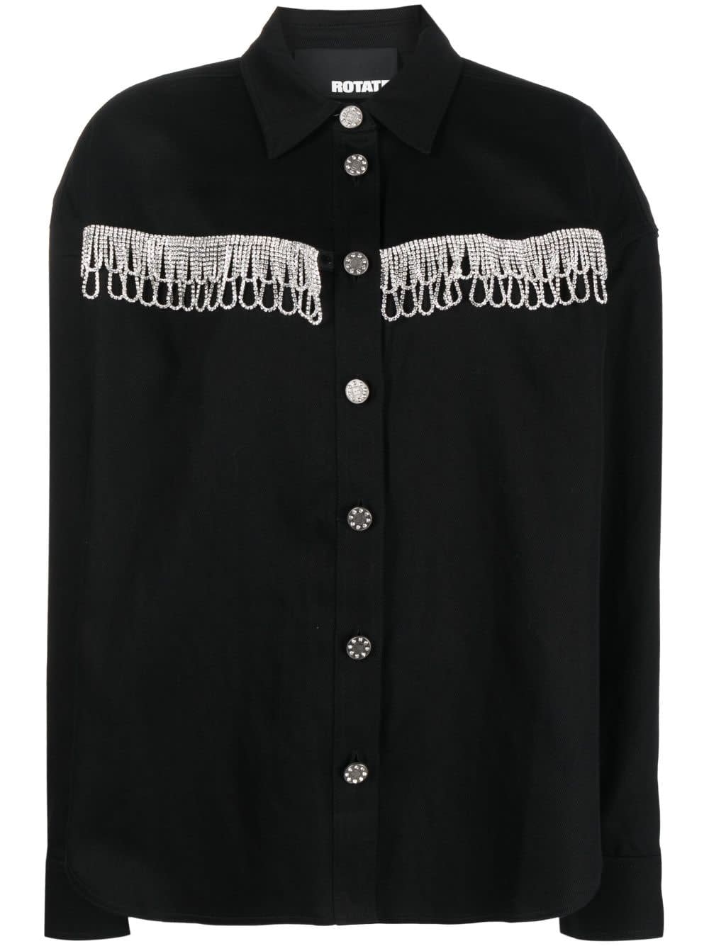 Shop Rotate Birger Christensen Twill Oversized Shirt In Black
