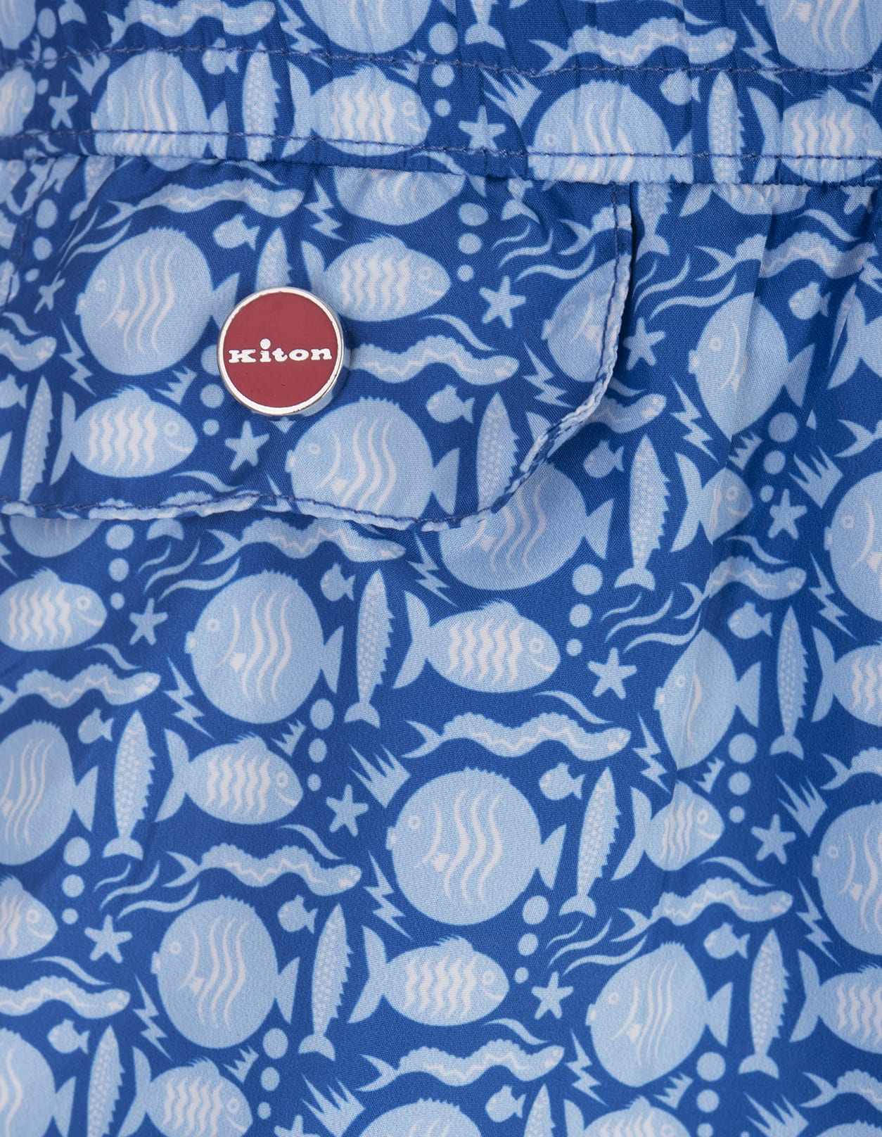 Shop Kiton Blue Swim Shorts With Fish Pattern