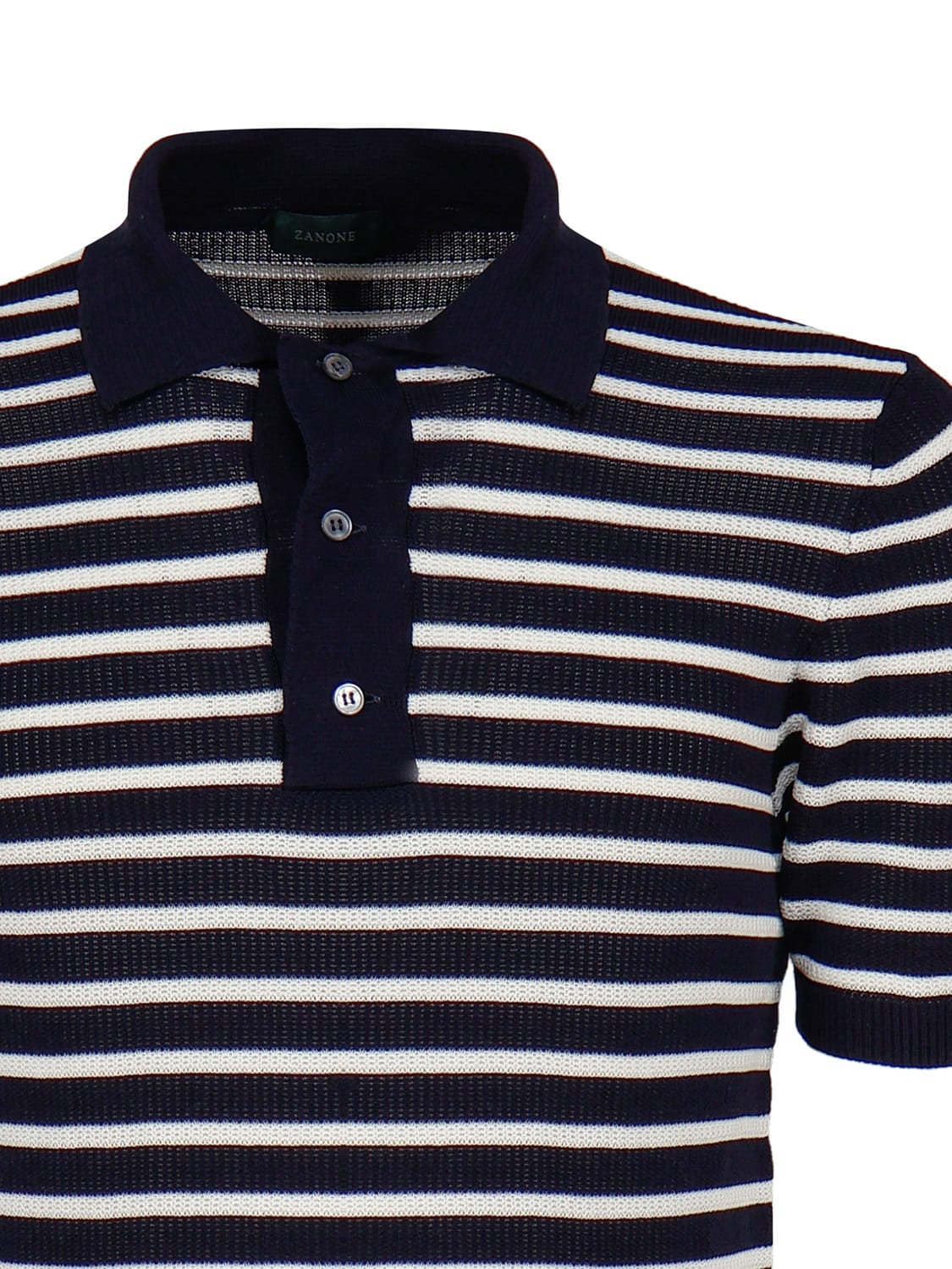 Shop Zanone Cotton Polo T-shirt In Striped Blue