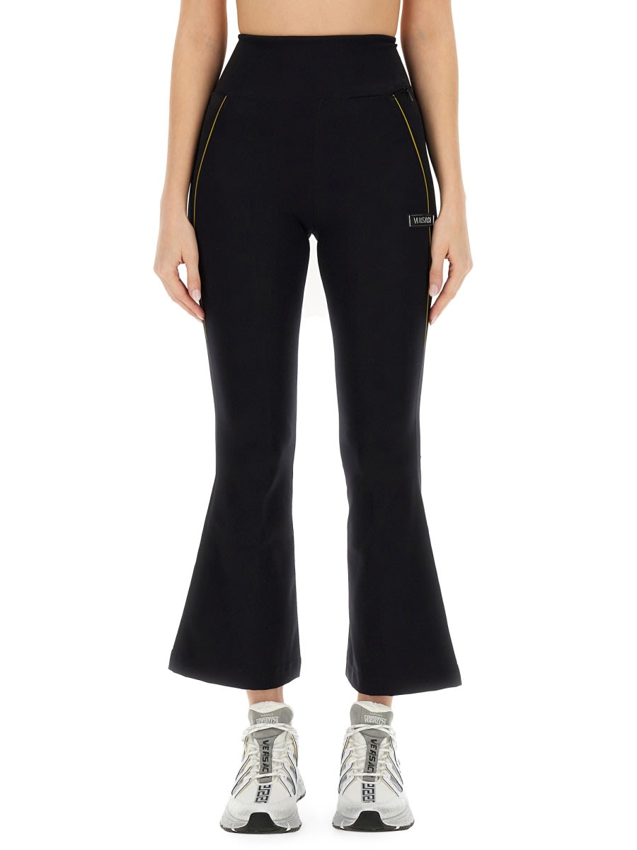 Shop Versace Pants With Logo In Black
