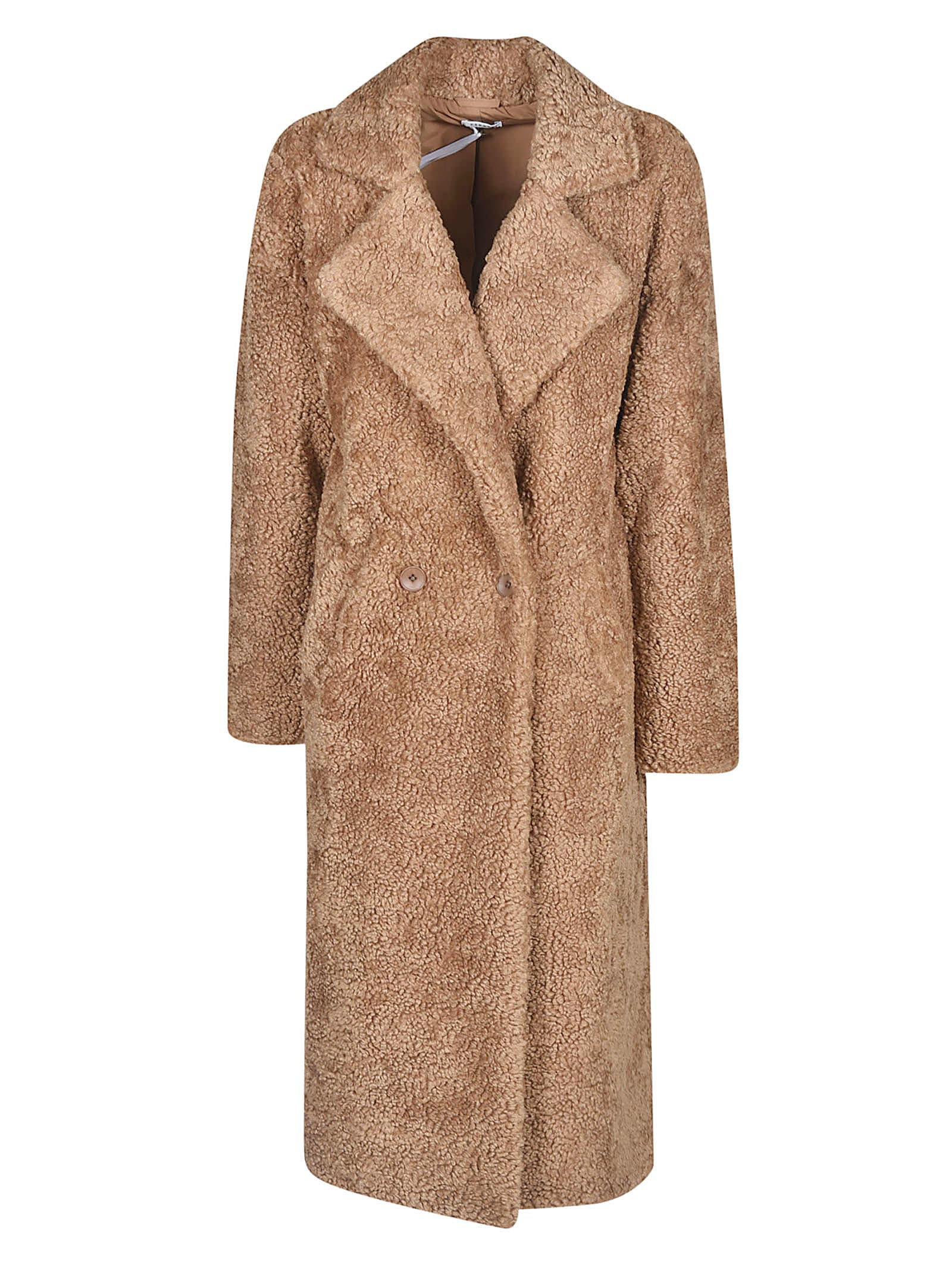Parosh Double-breasted Fur Applique Coat
