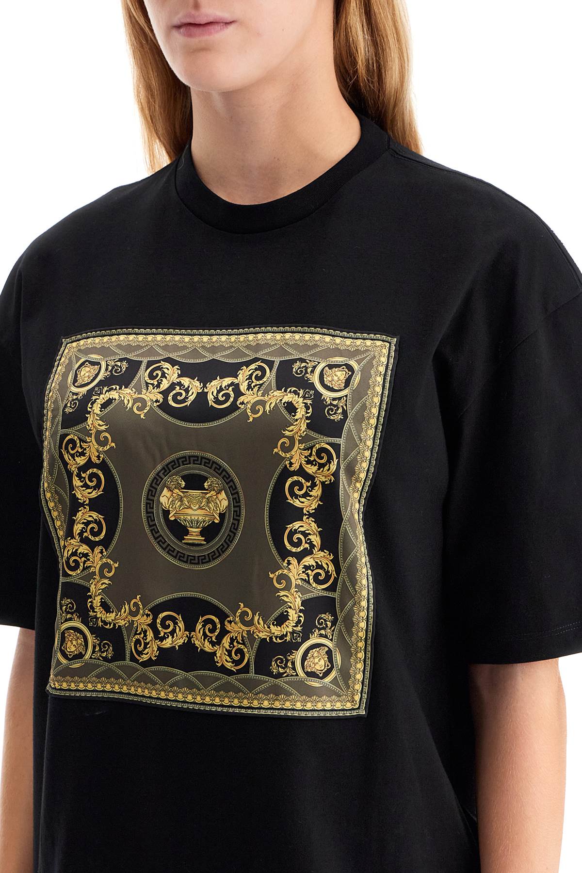 Shop Versace Oversized T-shirt - The In Black+multicolor (black)