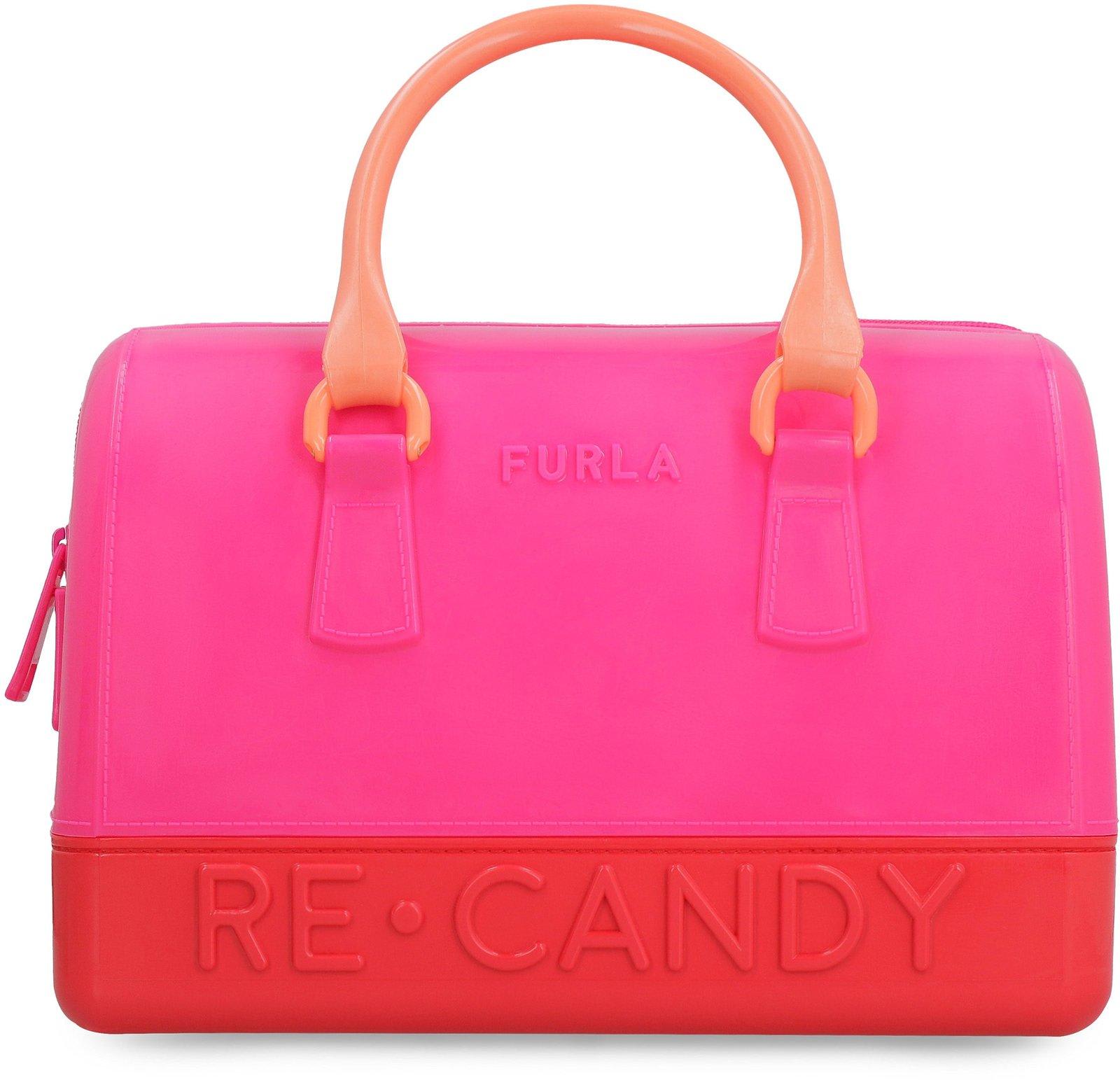 Furla Candy Logo Embossed Color-block Tote Bag