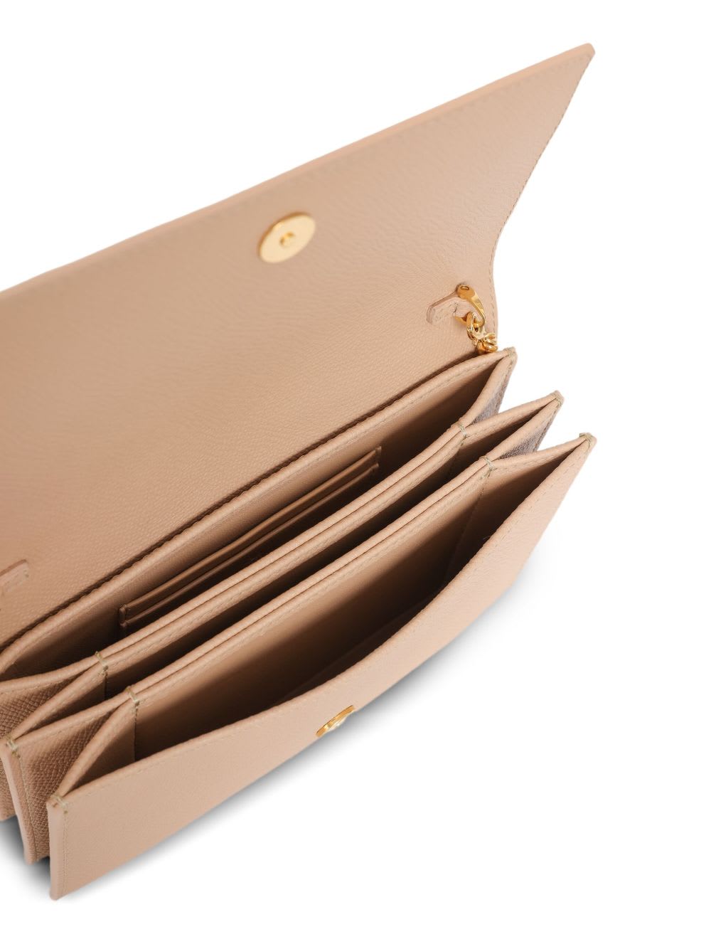 Valentino Vlogo Signature Leather Wallet On Chain In Neutral