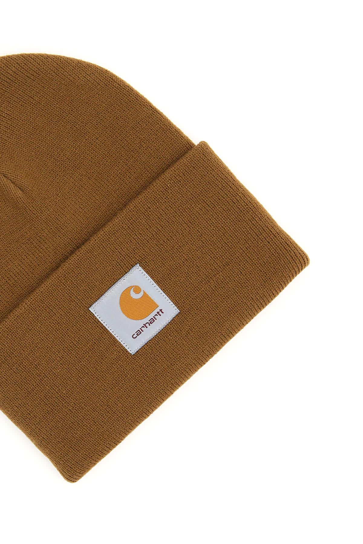Shop Carhartt Beanie Hat With Logo Patch In Tobacco