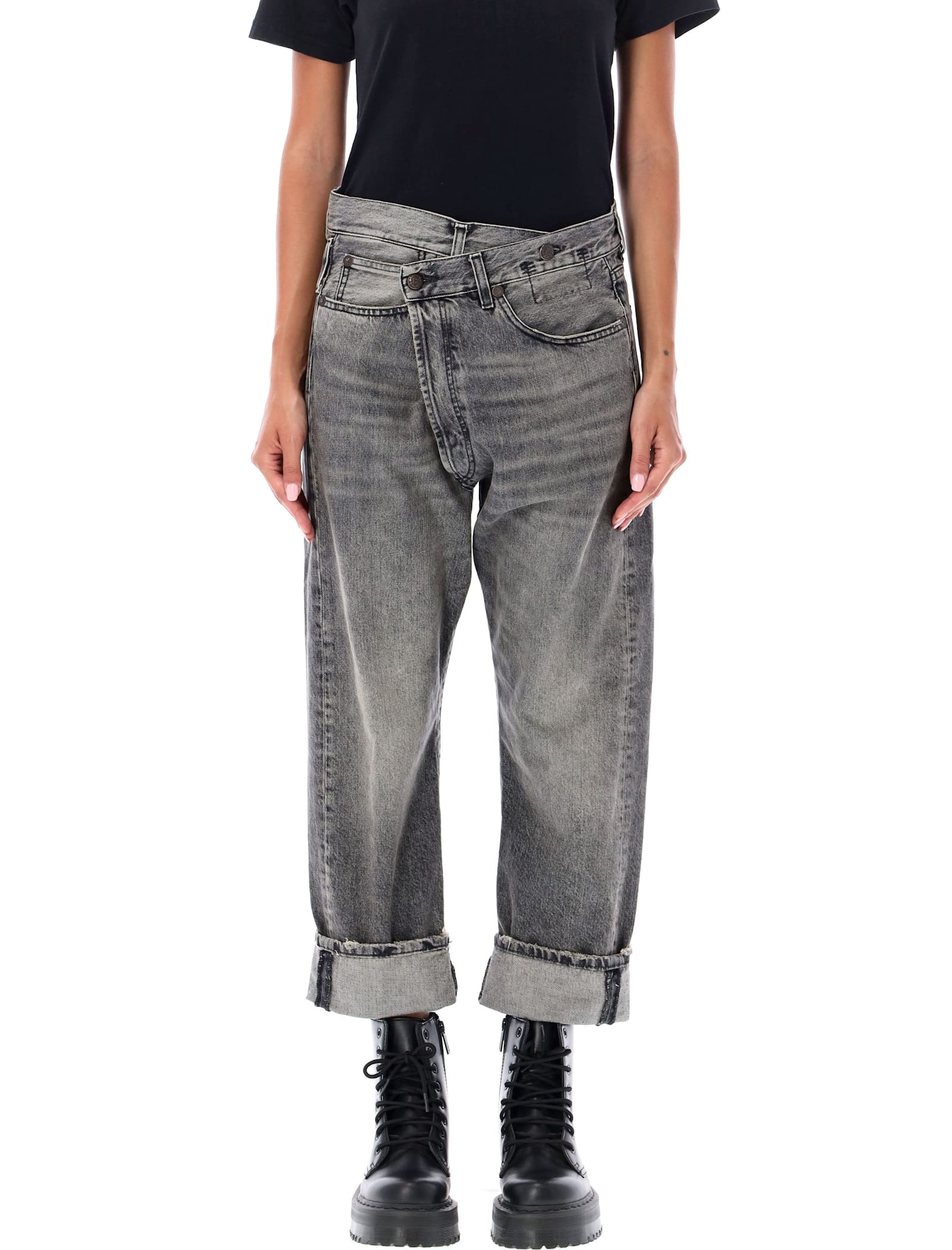 R13 Cross Over Jeans In Gray