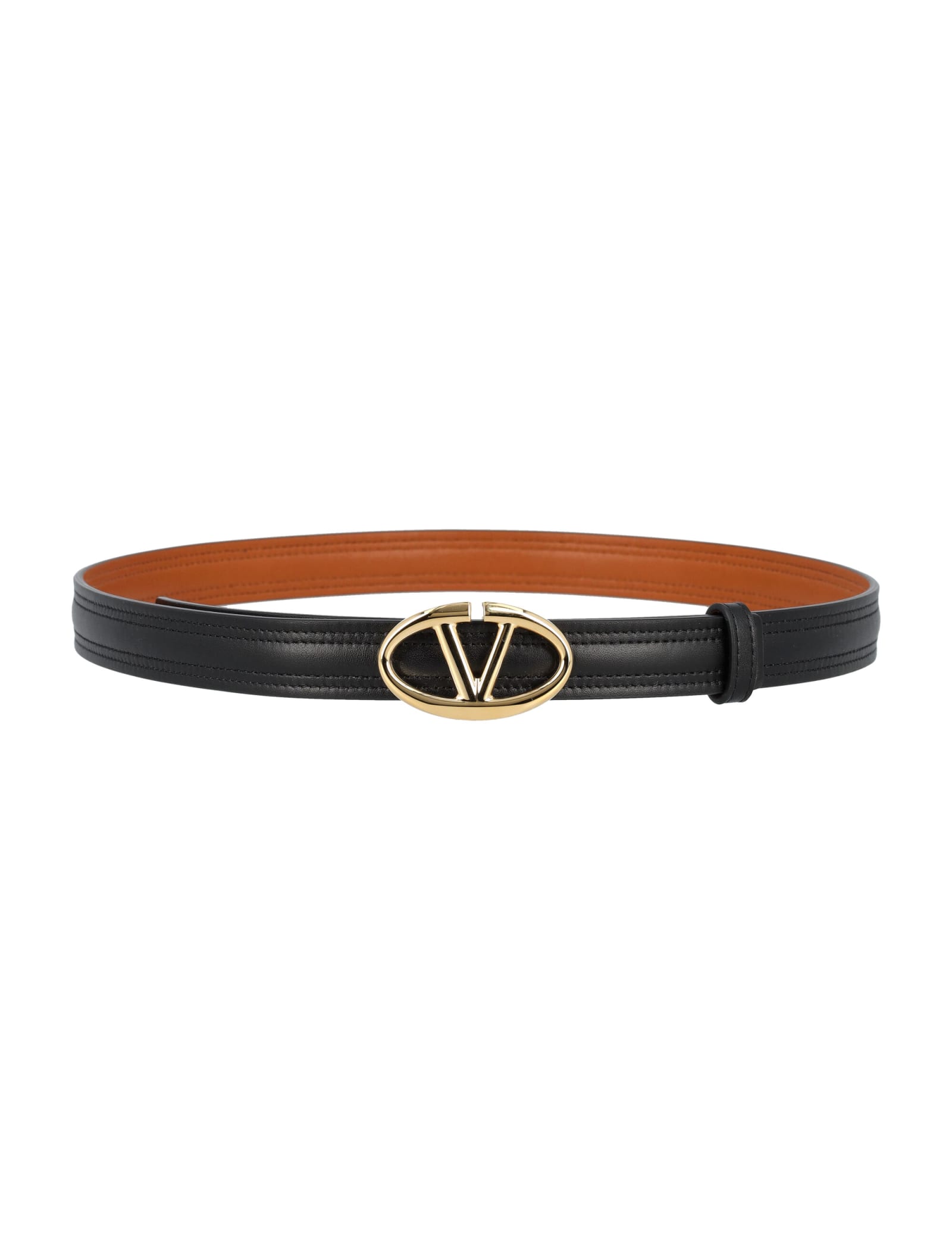 Shop Valentino Vlogo The Bold Edition Belt In Nero/naturale Tan