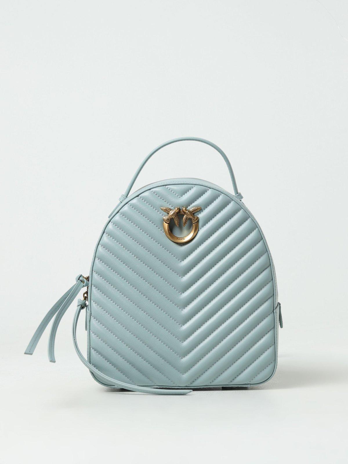 Shop Pinko Love Birds Quilted Backpack  In Light Blue
