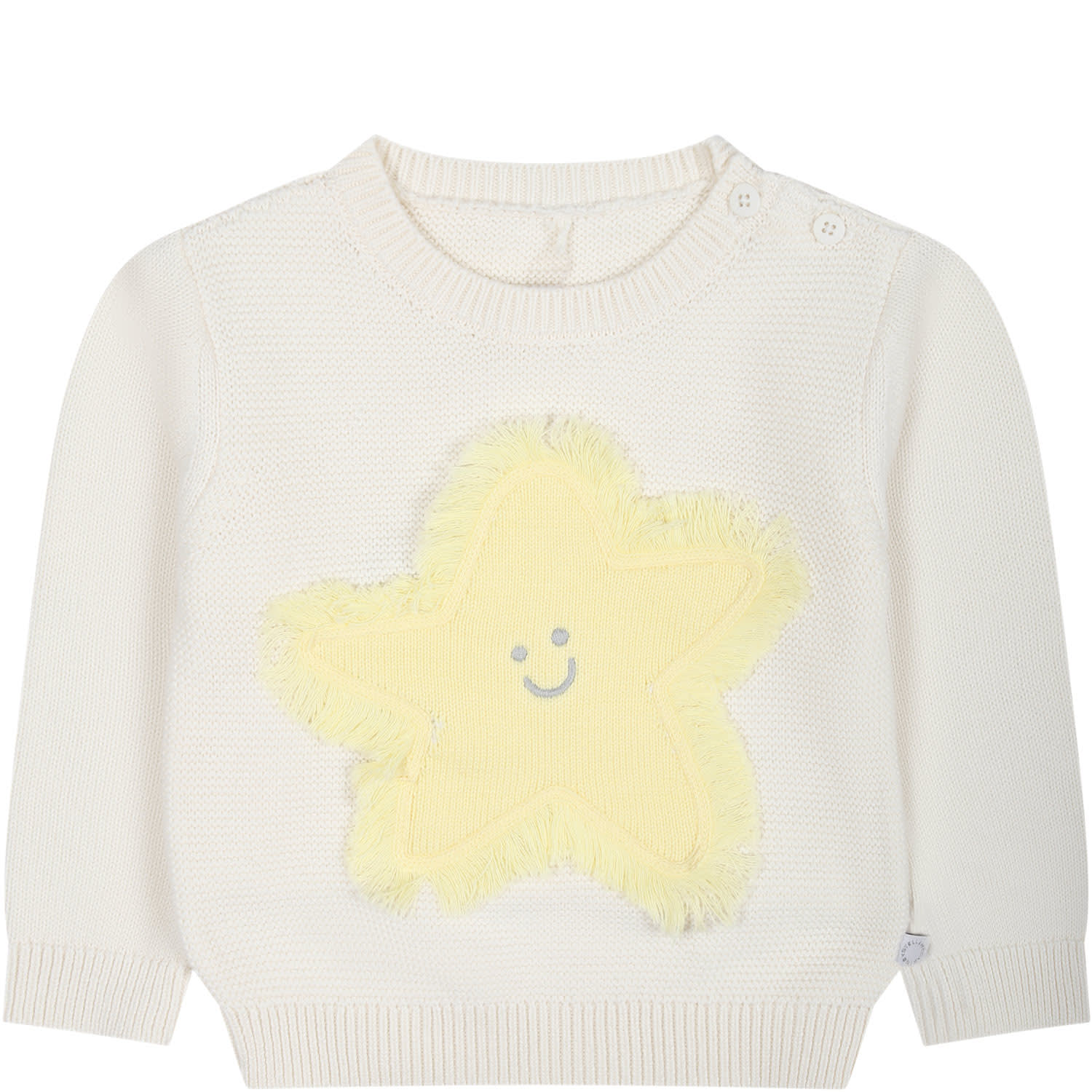 Stella Mccartney Babies' Ivory Sweater For Kids With Embroidered Star In White