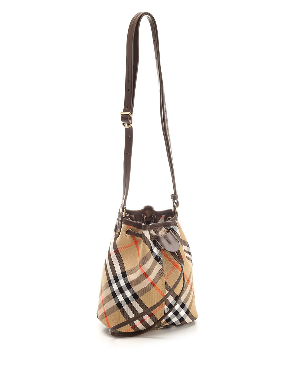 Shop Burberry Classic Check Bucket Bag In Beige