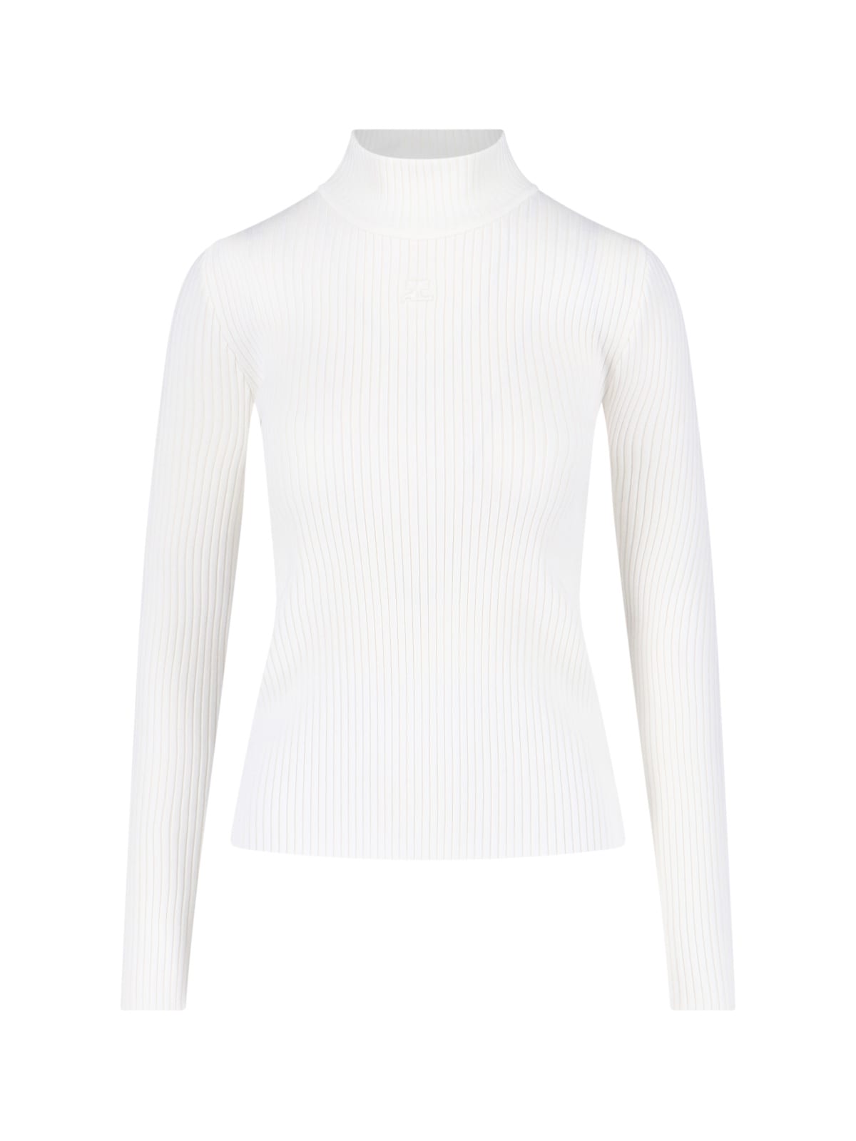 Courrèges Mockneck Rib Knit Sweater In Red