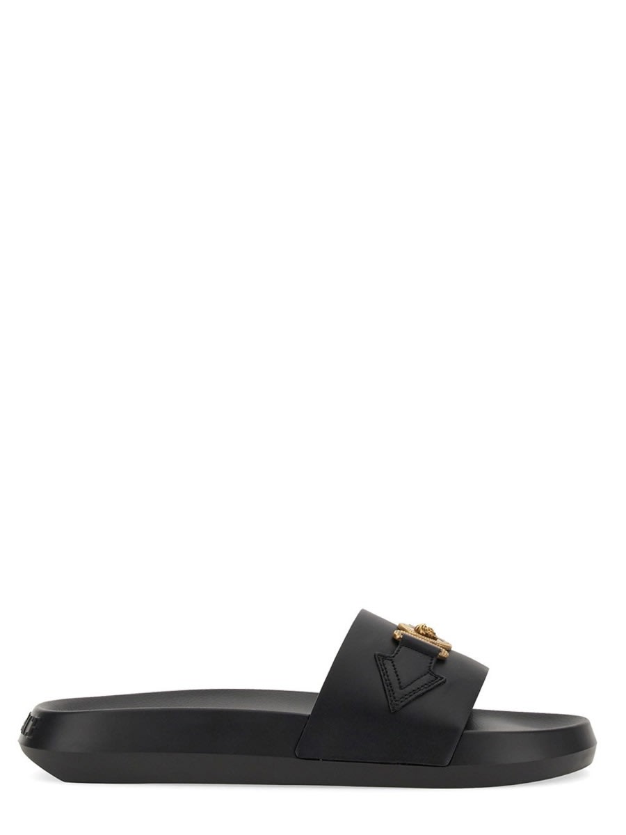 Versace Slide Sandal In Black