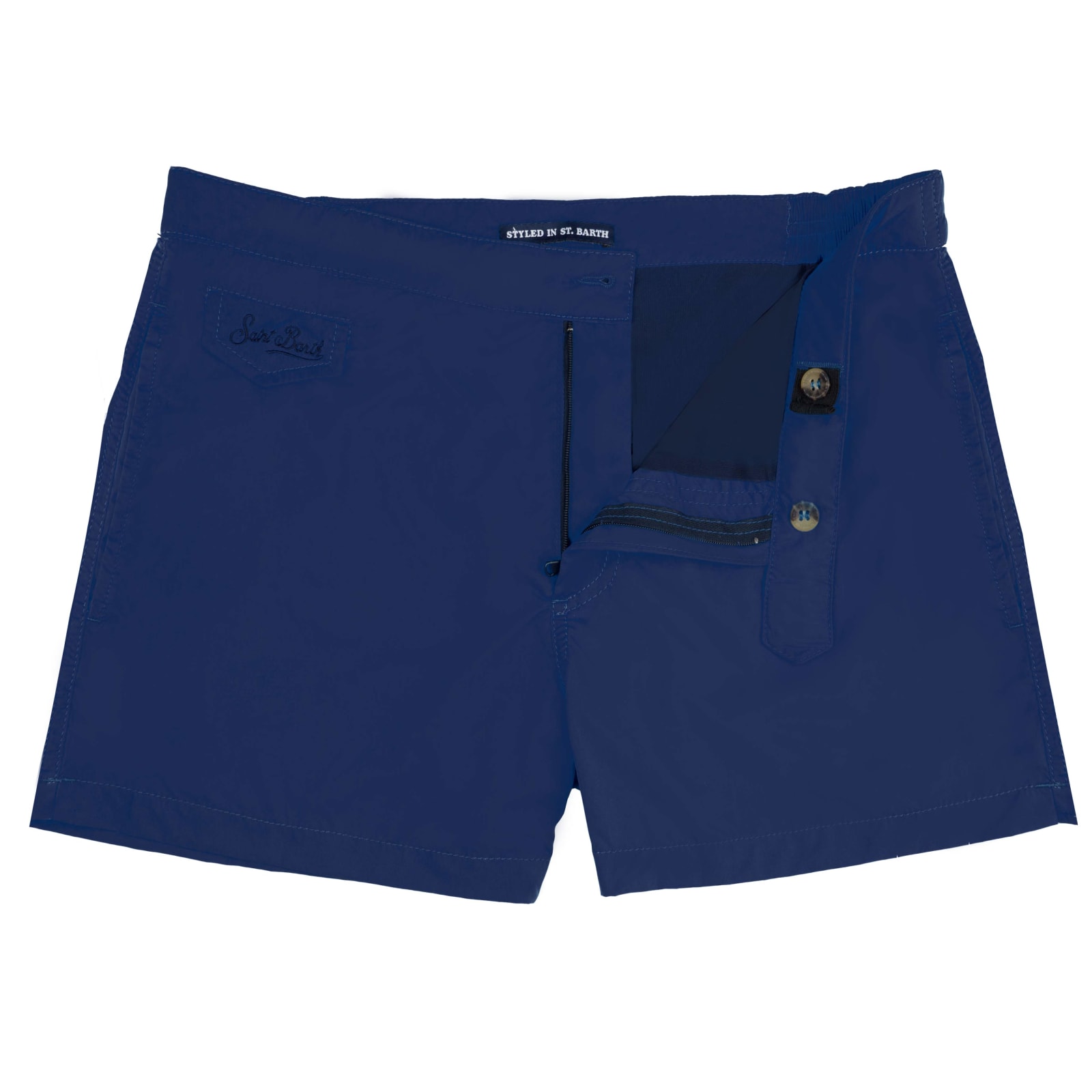 Mc2 Saint Barth Solid Blue Navy Swim Shorts In Blue