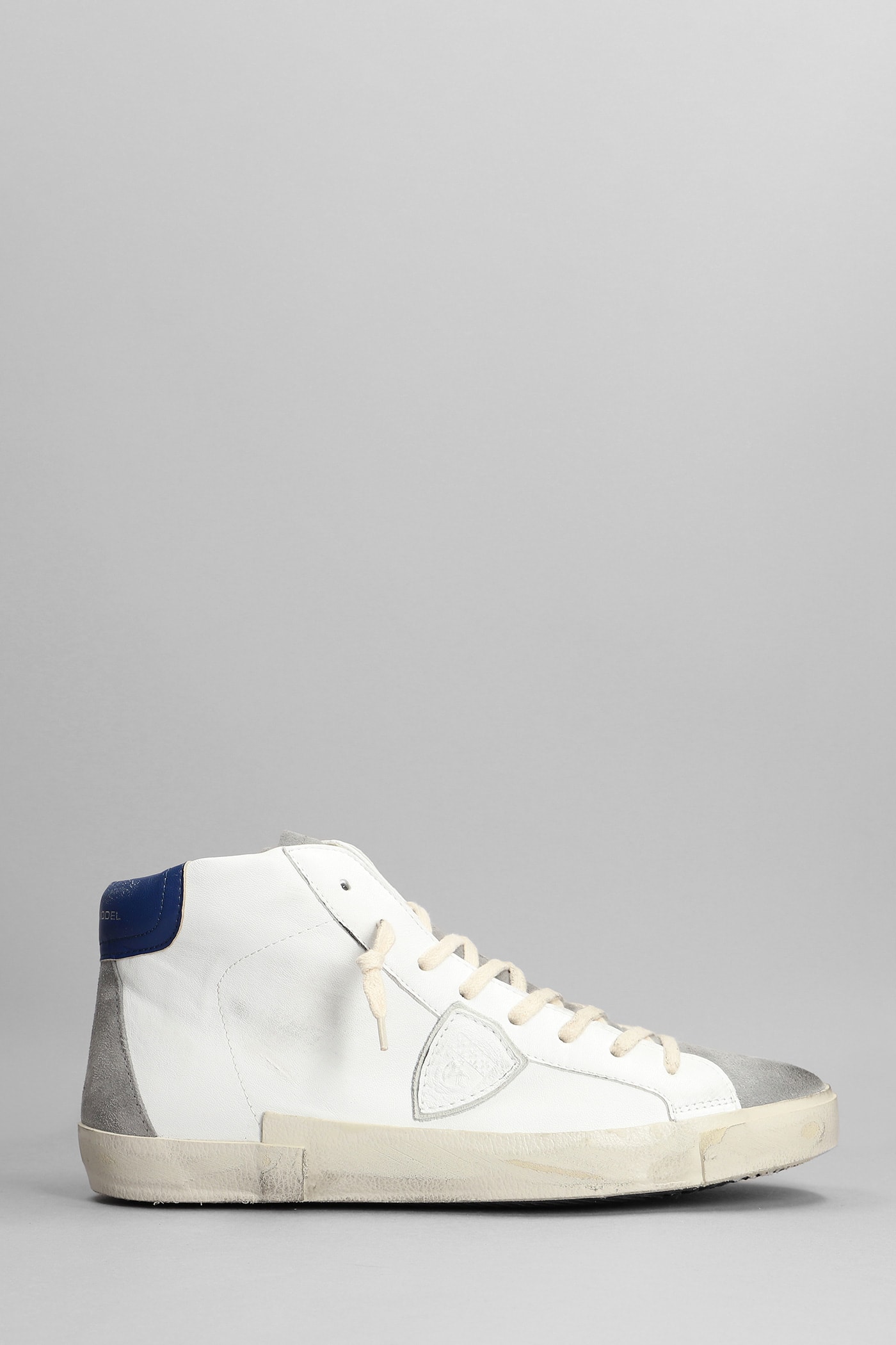 Philippe Model Prsx High Sneakers In White Suede And Leather