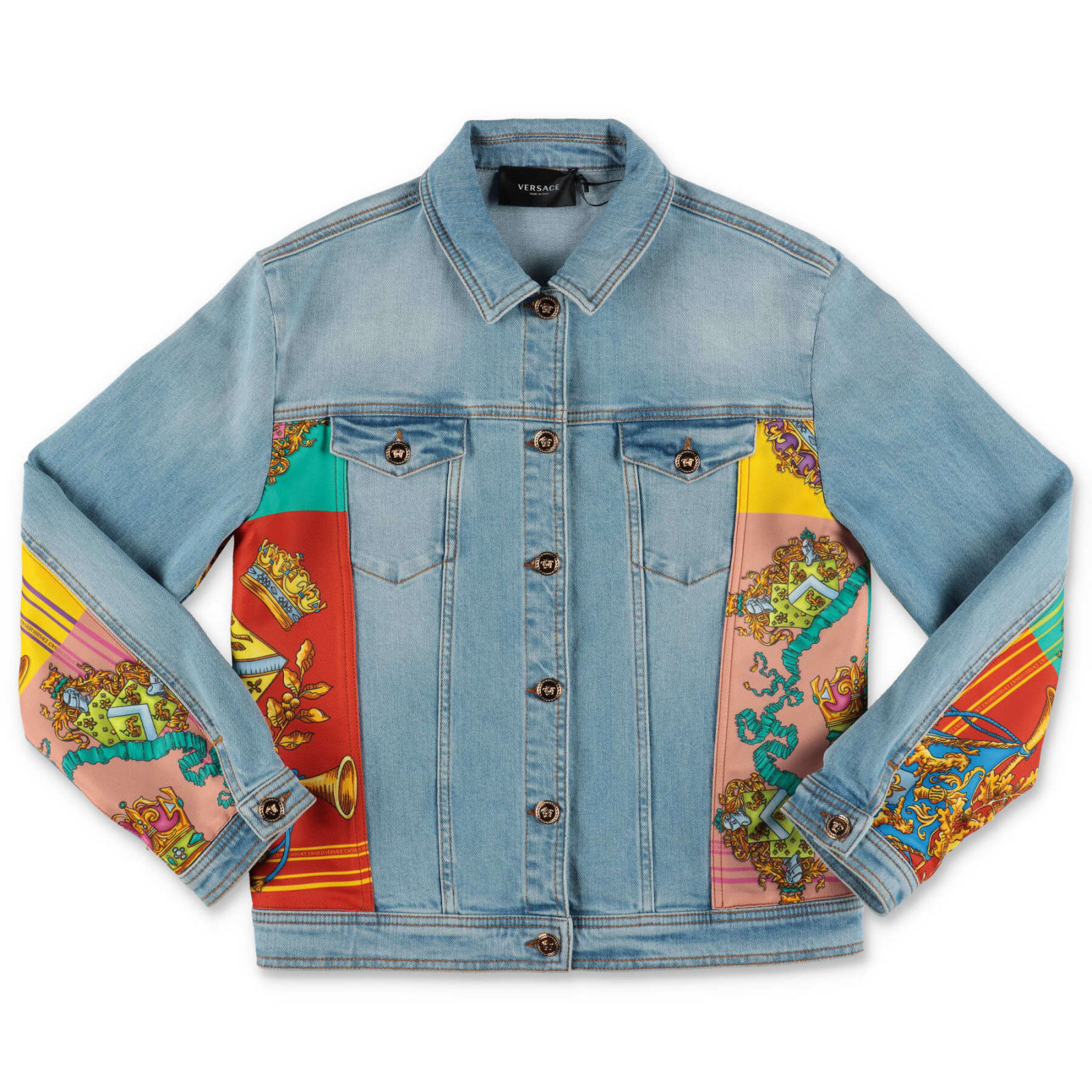 Versace Teen Royal Rebellion Denim Jacket In Blu