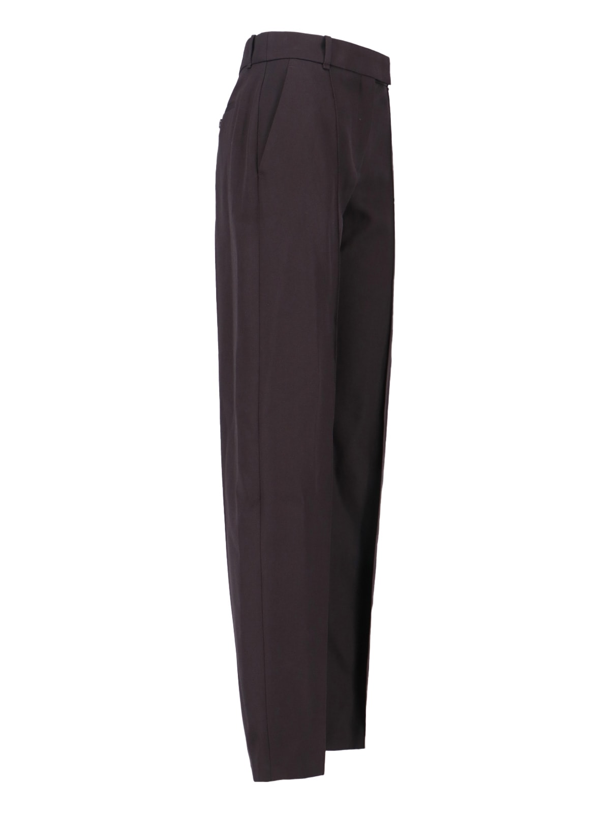 Alexander Mcqueen High-waisted Brown Wool Trousers With Front Pleats In Brown