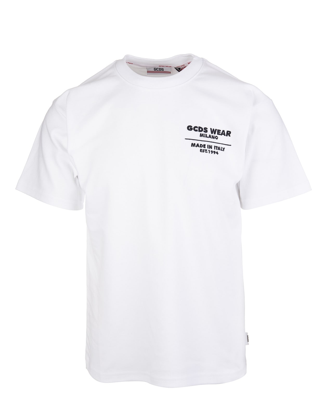 GCDS Man White Regular Fit T-shirt With Contrast Logo
