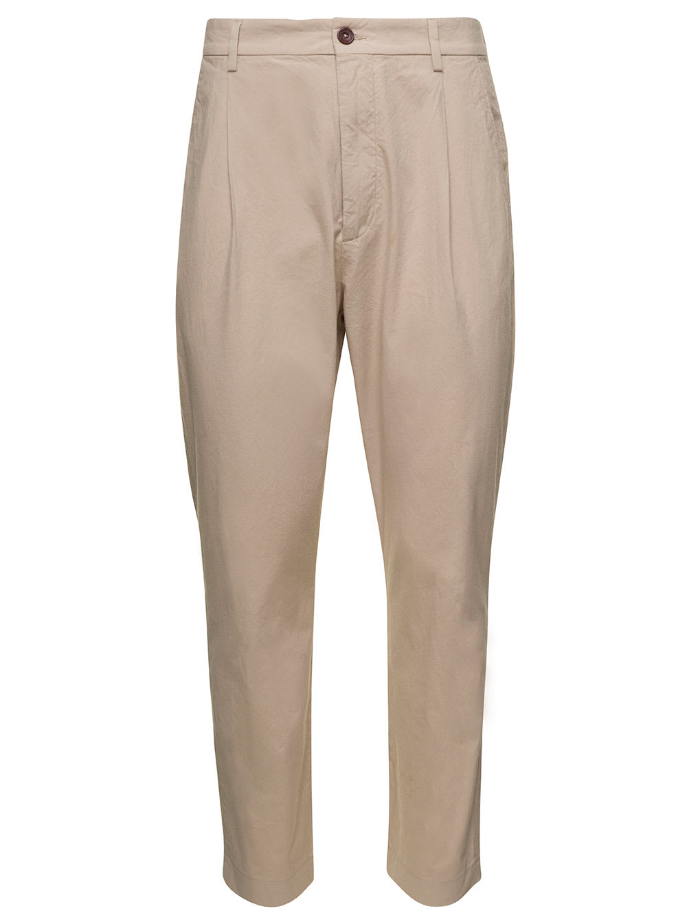 Pence Beige Pants With Button Fastening In Cotton Man