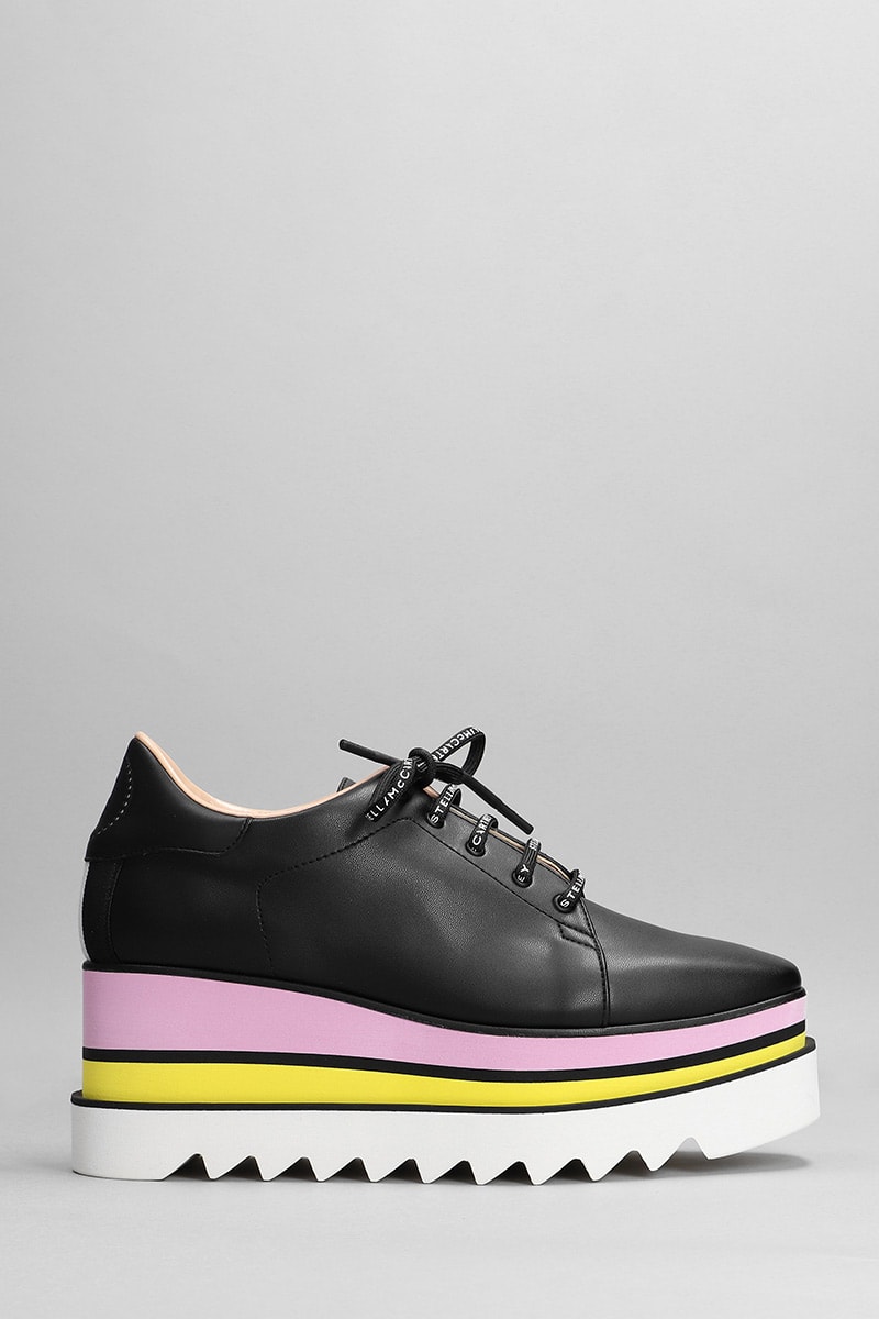 Stella McCartney Sneakelyse Lace Up Shoes In Black Faux Leather