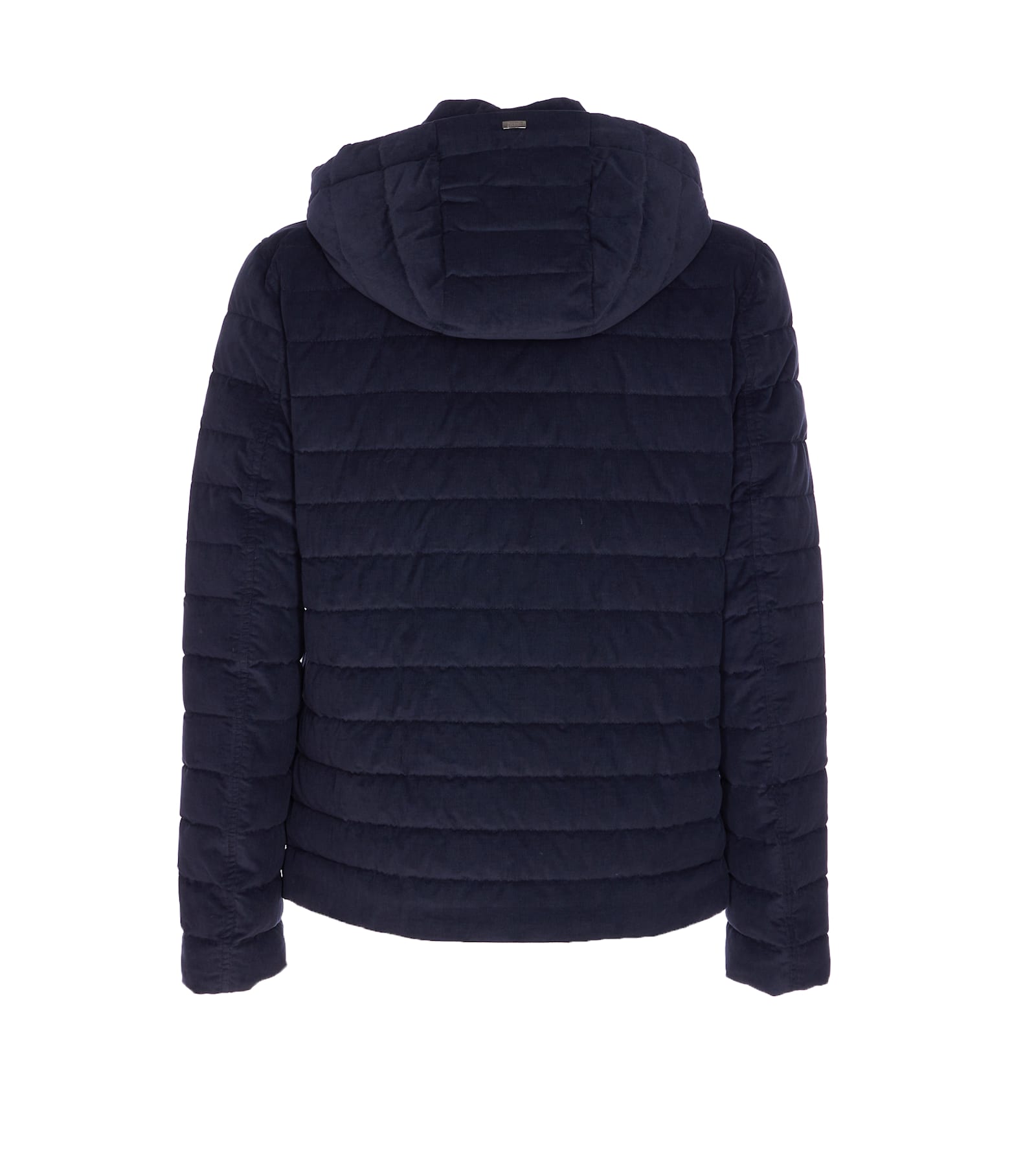 Herno Hooded Quilted Down Jacket In Blue