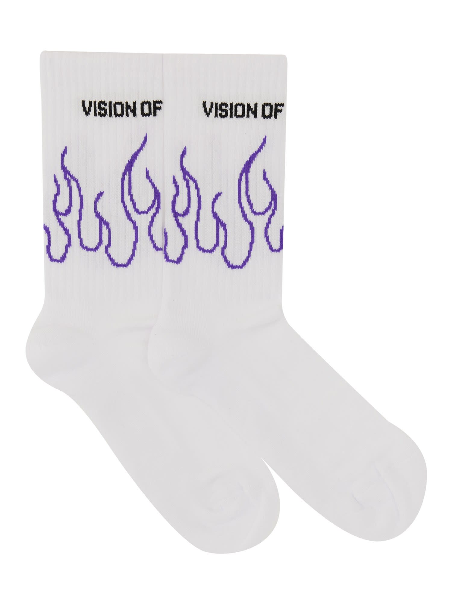 VISION OF SUPER SOCK WITH FLAMES EMBROIDERY