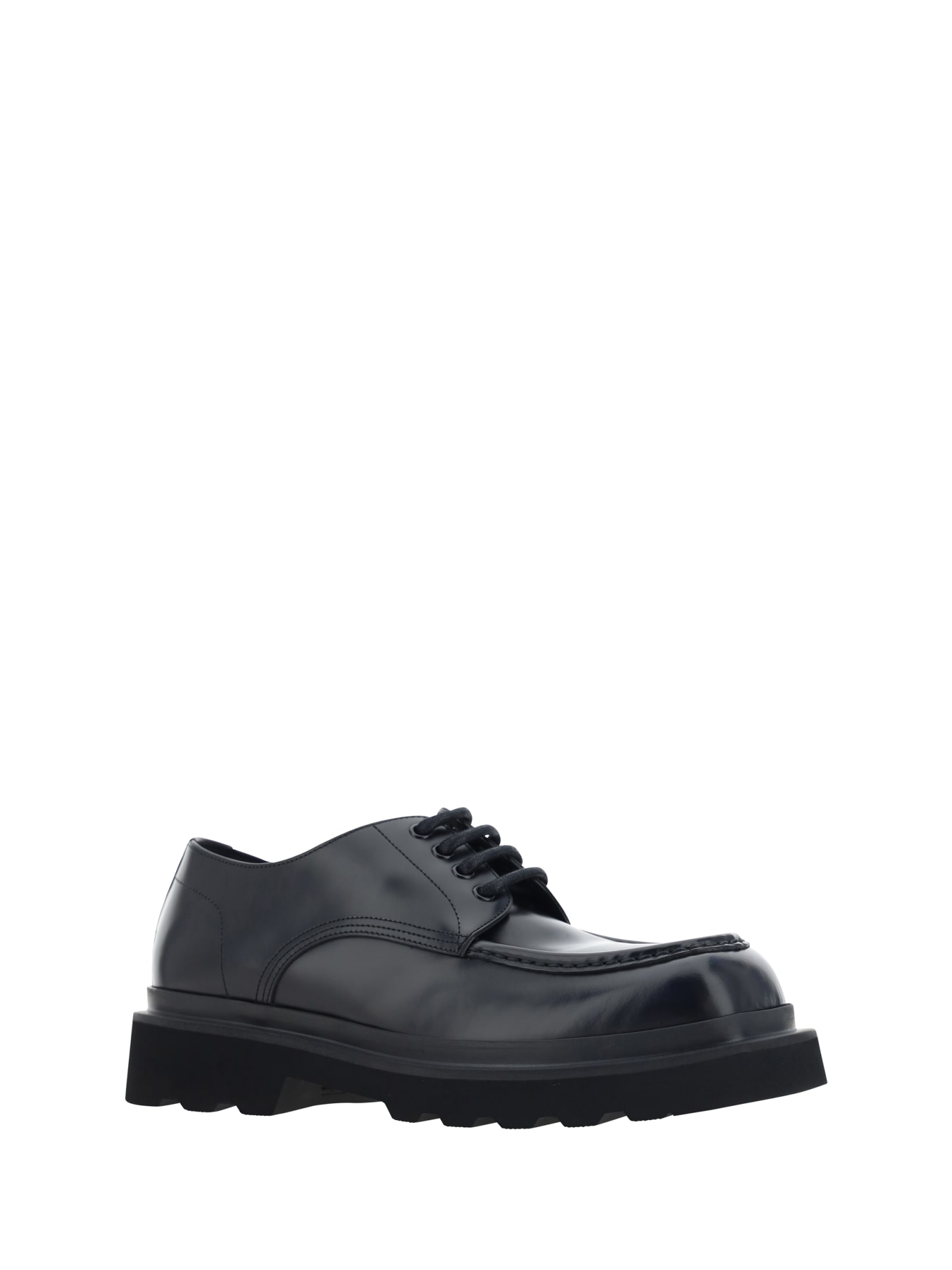 Dolce & Gabbana Square-toe Leather Derby Shoes In Nero