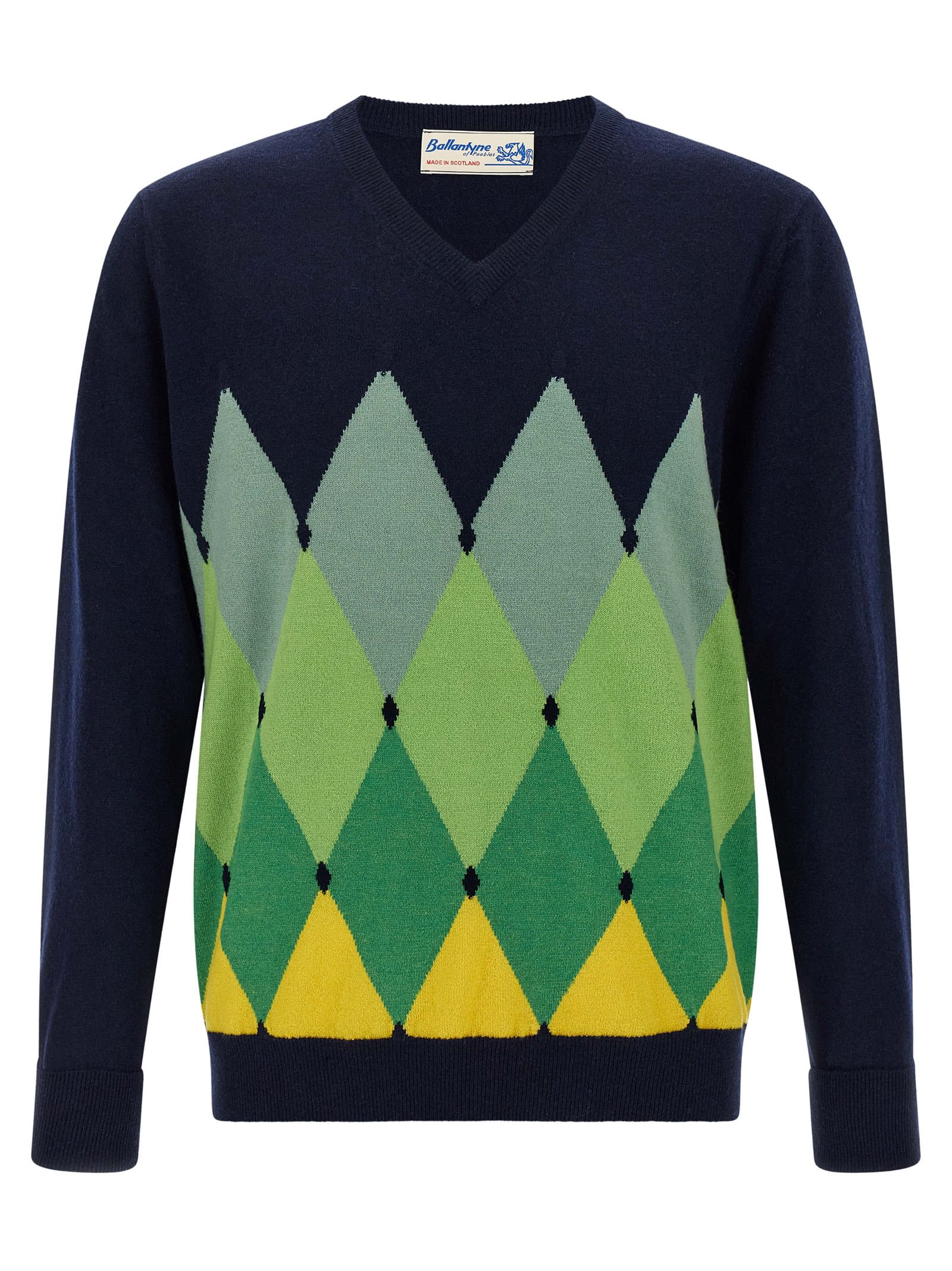 Ballantyne Argyle Pattern Sweater Sweaters And Cardigans Blue In Blue