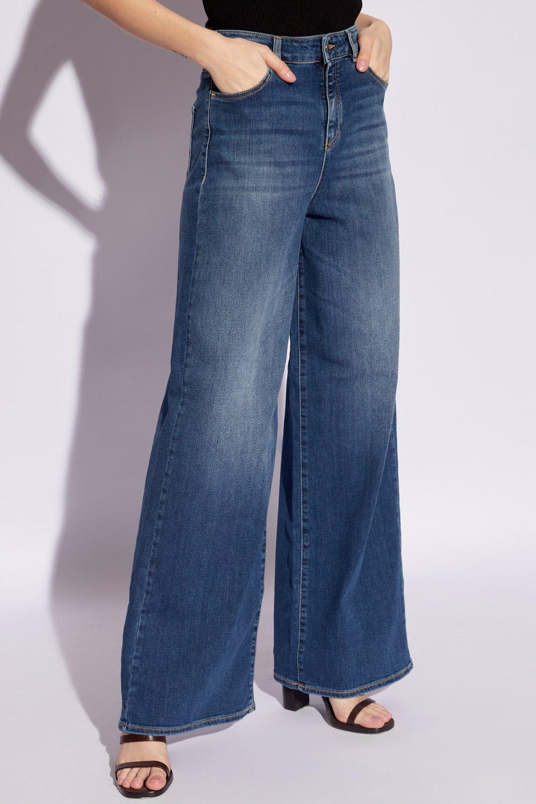 Shop Emporio Armani Straight Leg Jeans In Blue