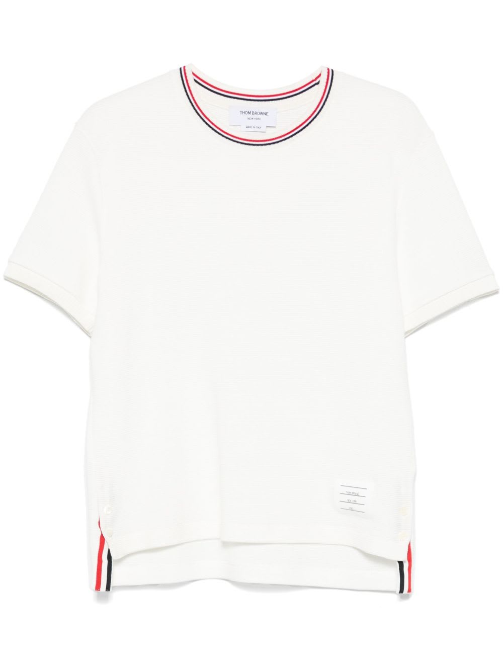 Thom Browne White T-shirt With Tricolour Detail