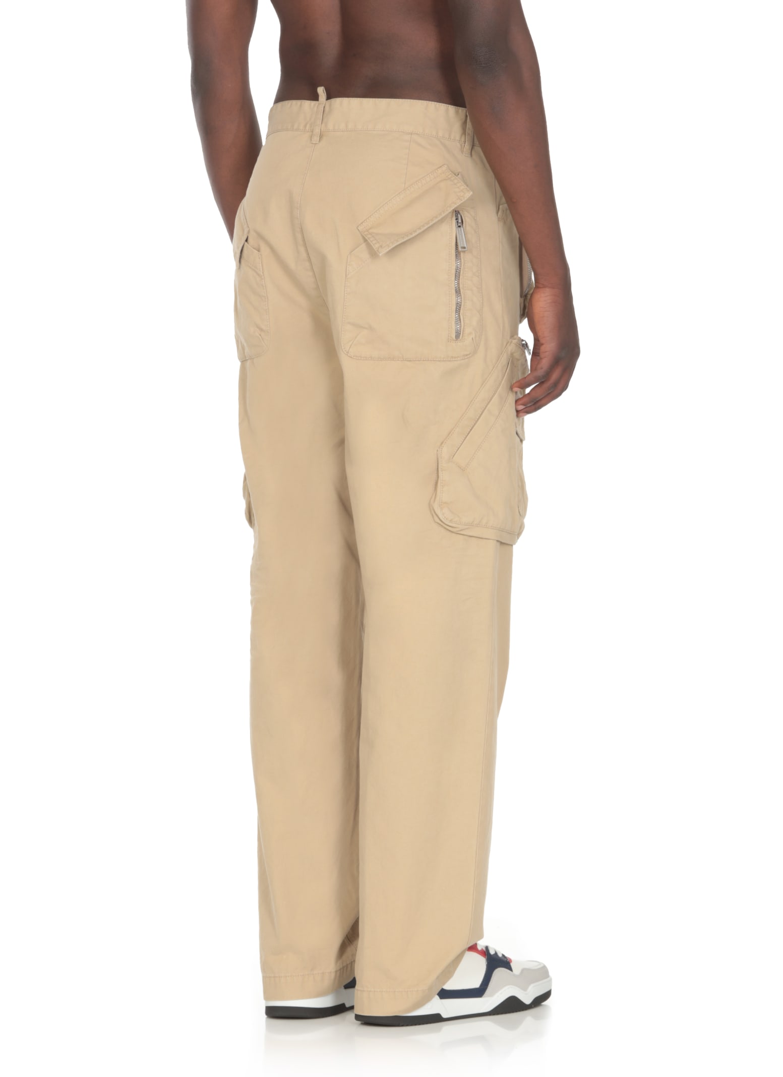 Shop Dsquared2 Cotton Cargo Pants In Beige