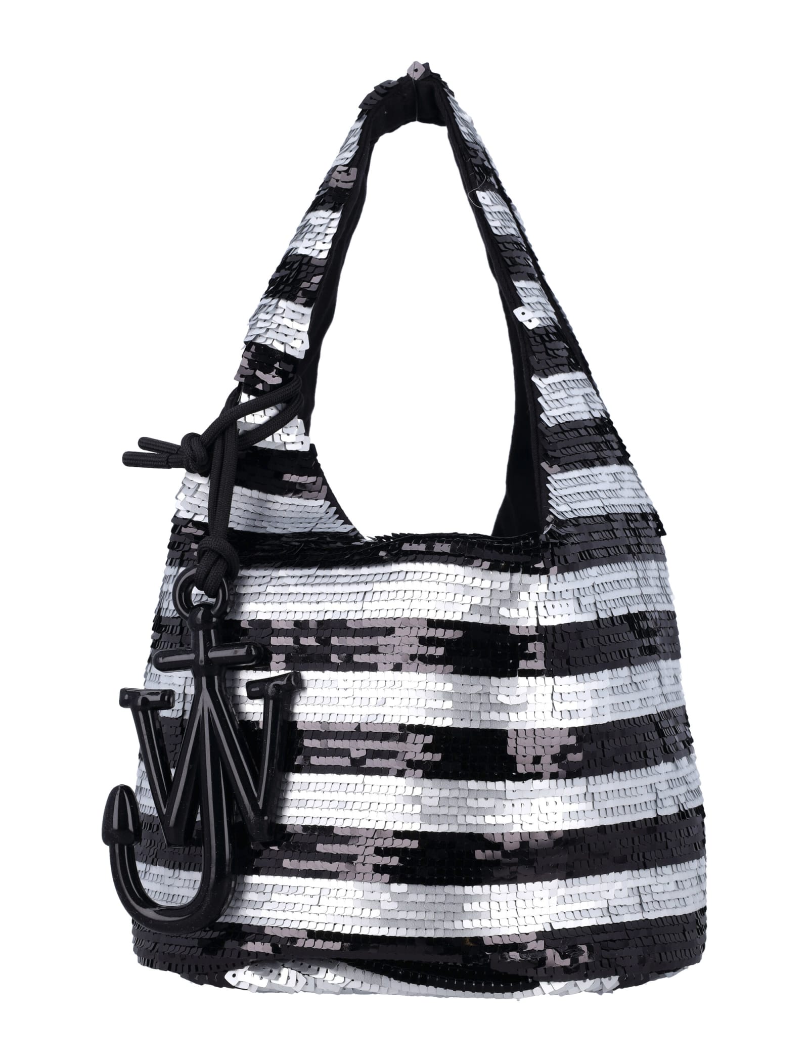 Shop Jw Anderson Mini Sequin Shopper In Black/silver