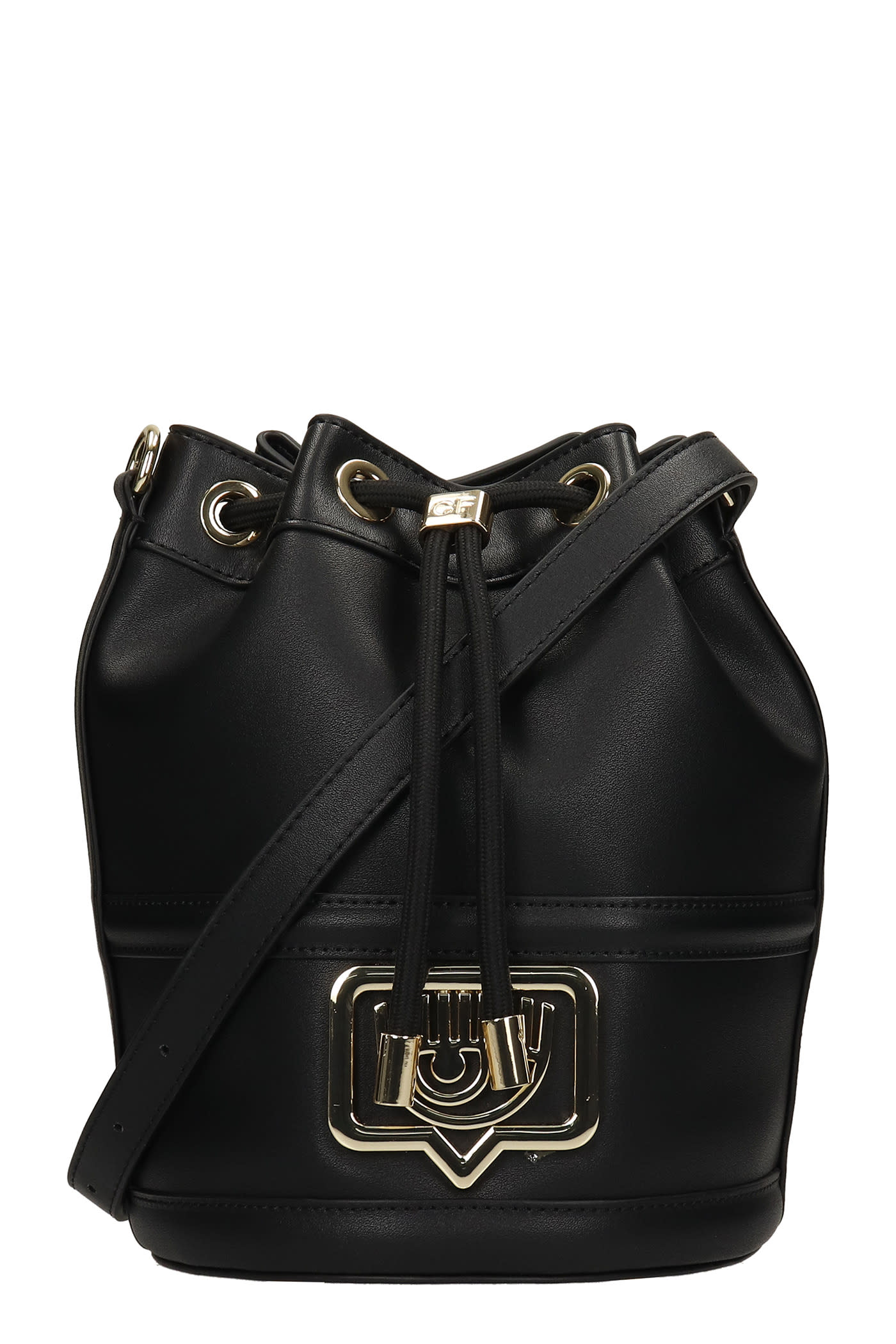Chiara Ferragni Shoulder Bag In Black Leather