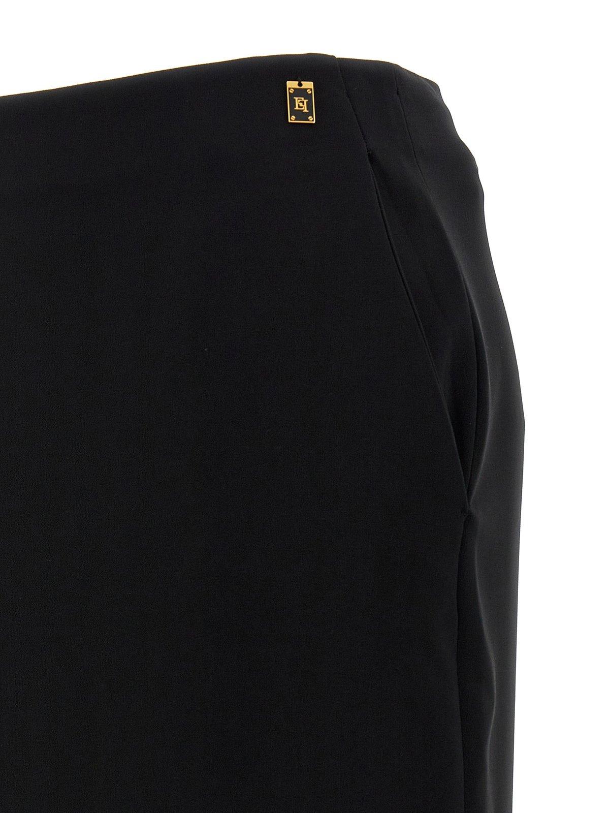 Shop Elisabetta Franchi Side Slit Maxi Skirt In Black