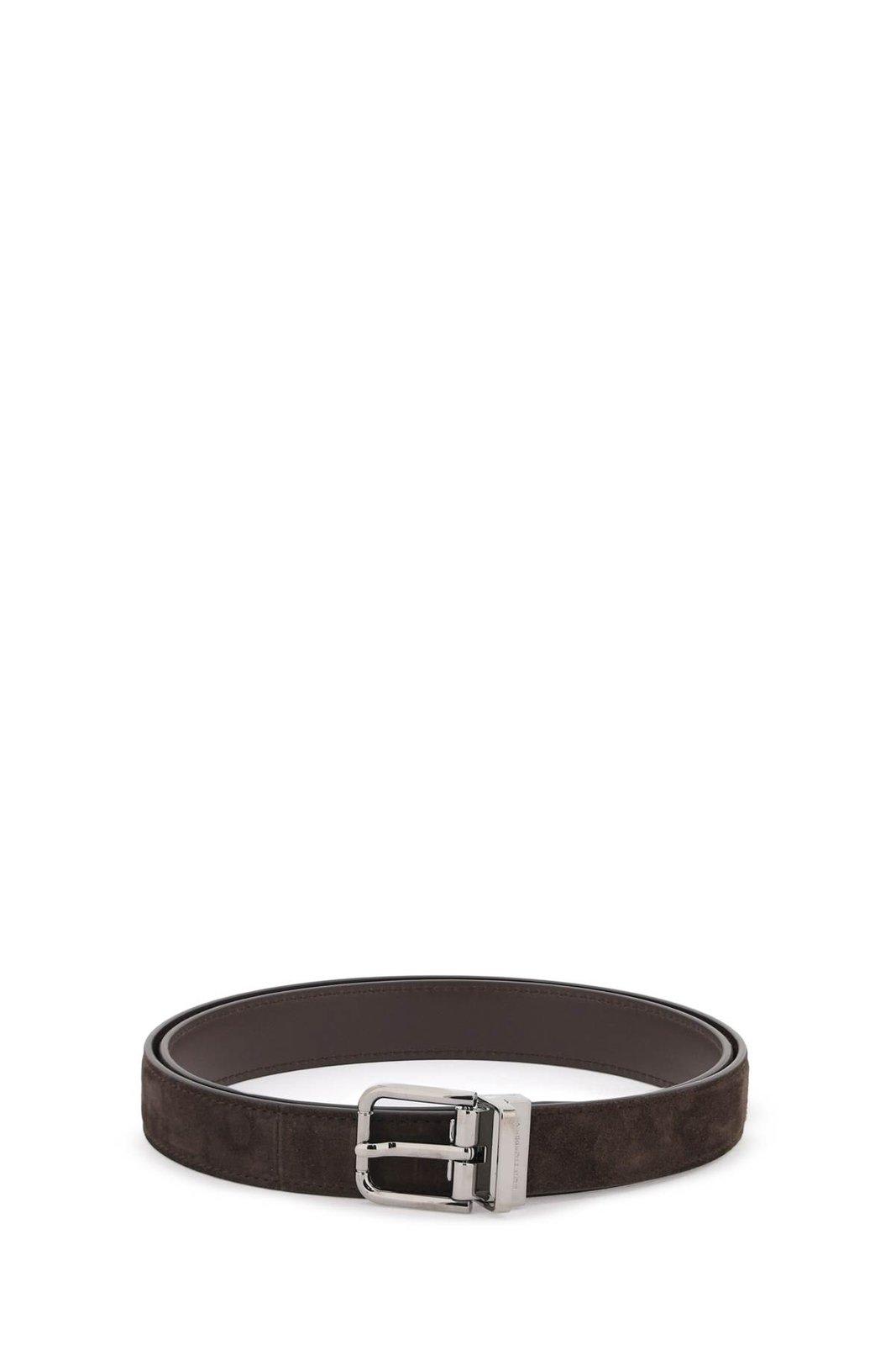 Shop Dolce & Gabbana Logo-engraved Buckle Belt In Brown